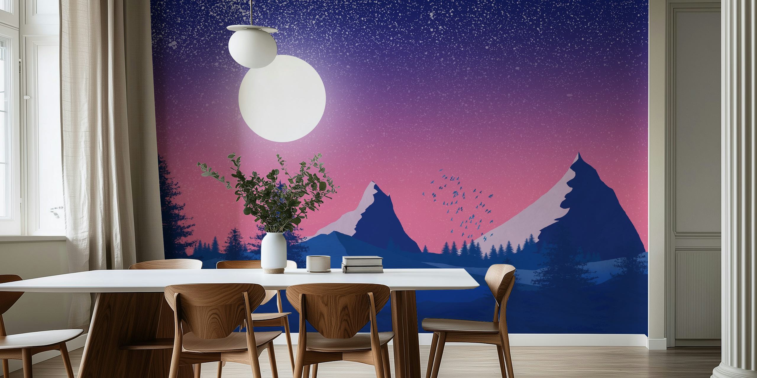 Cold mountains wallpaper design in una stanza