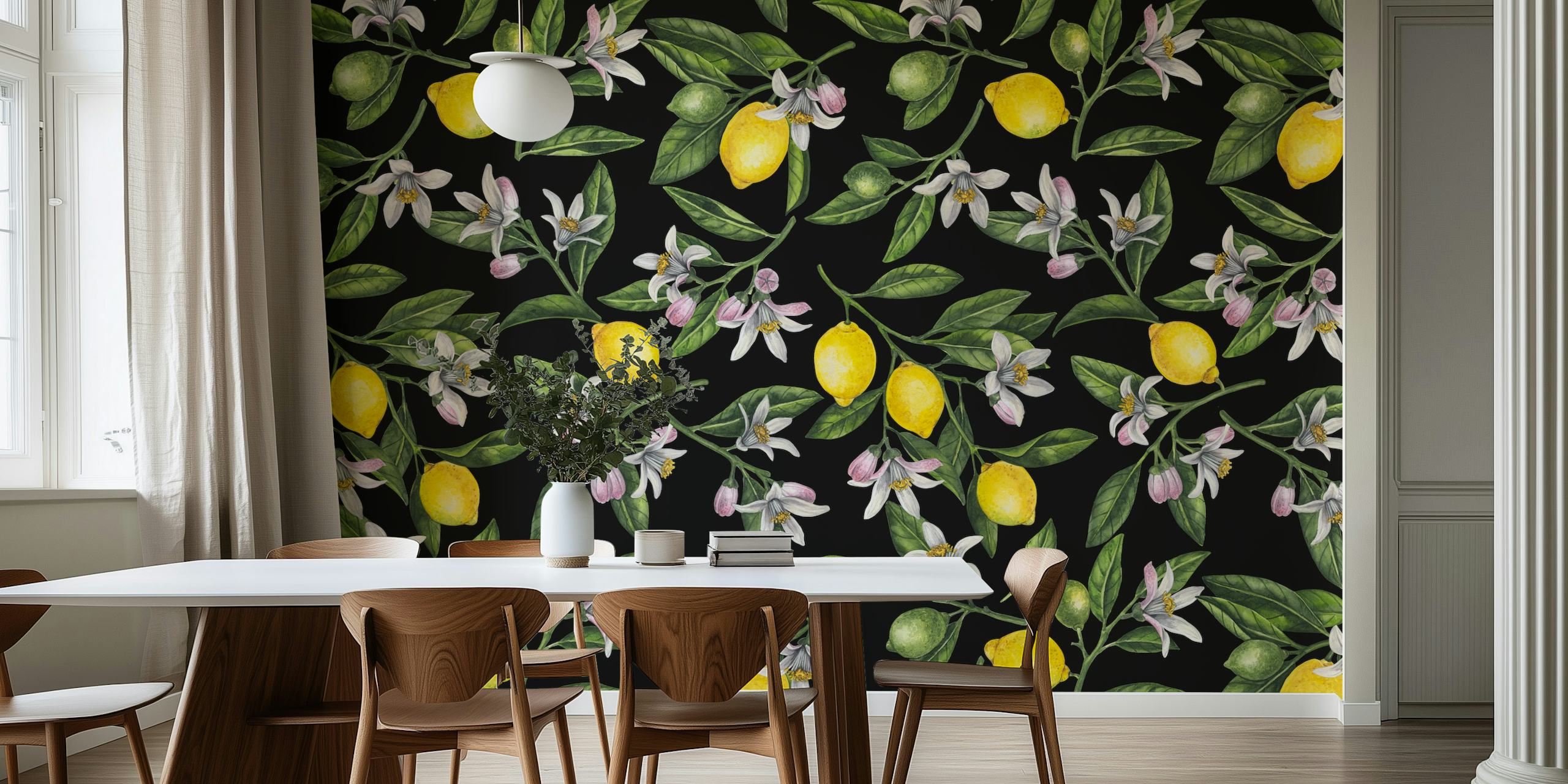 Design de papier peint Lemon branches dans une pièce