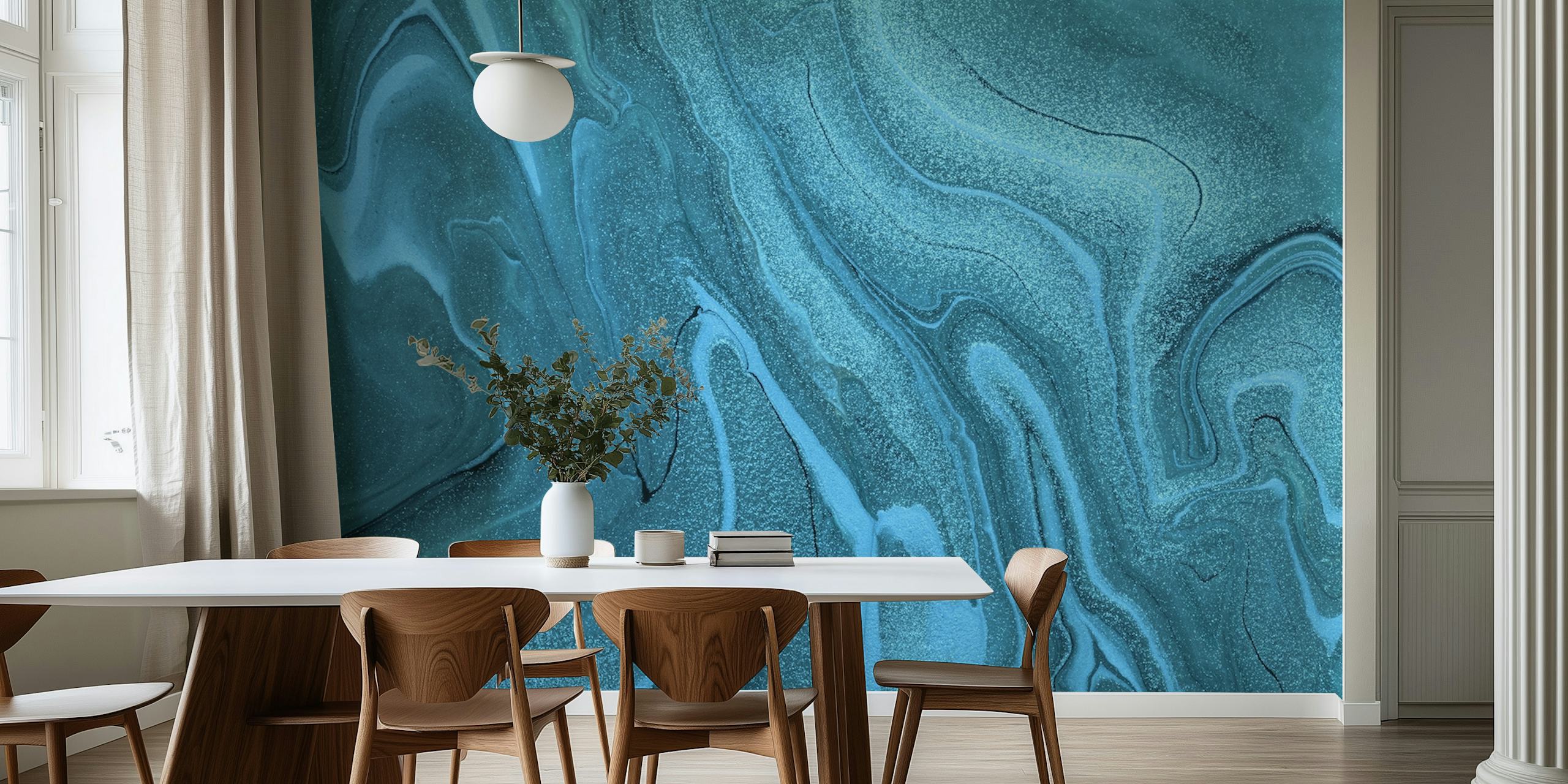Blue marble texture wallpaper with swirling patterns