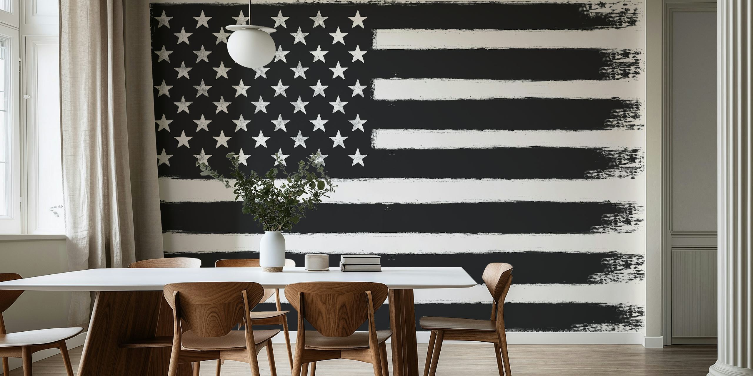 USA flag in black and white as a wall mural