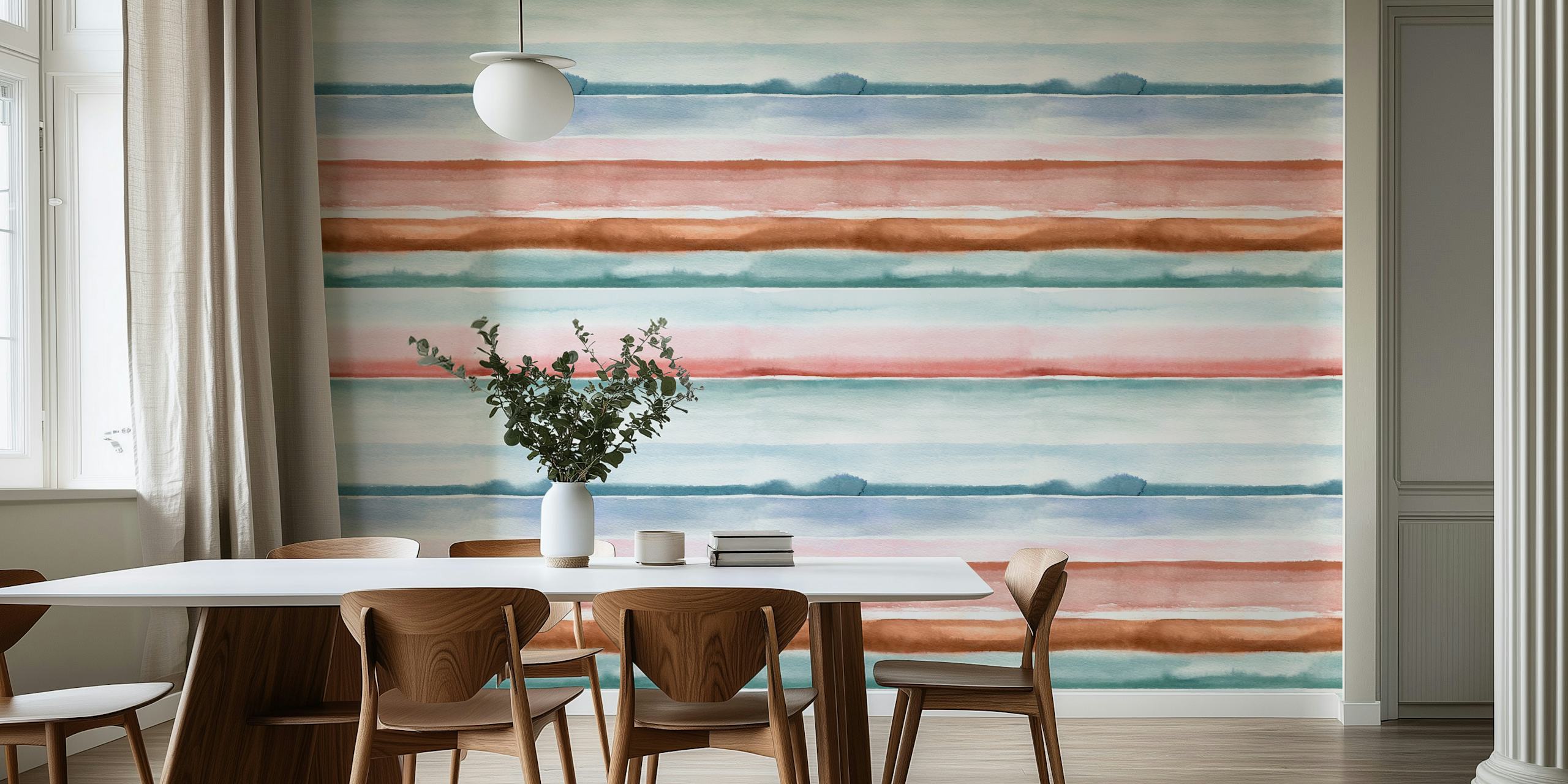 Relaxing Watercolor Stripes tapet i et rum