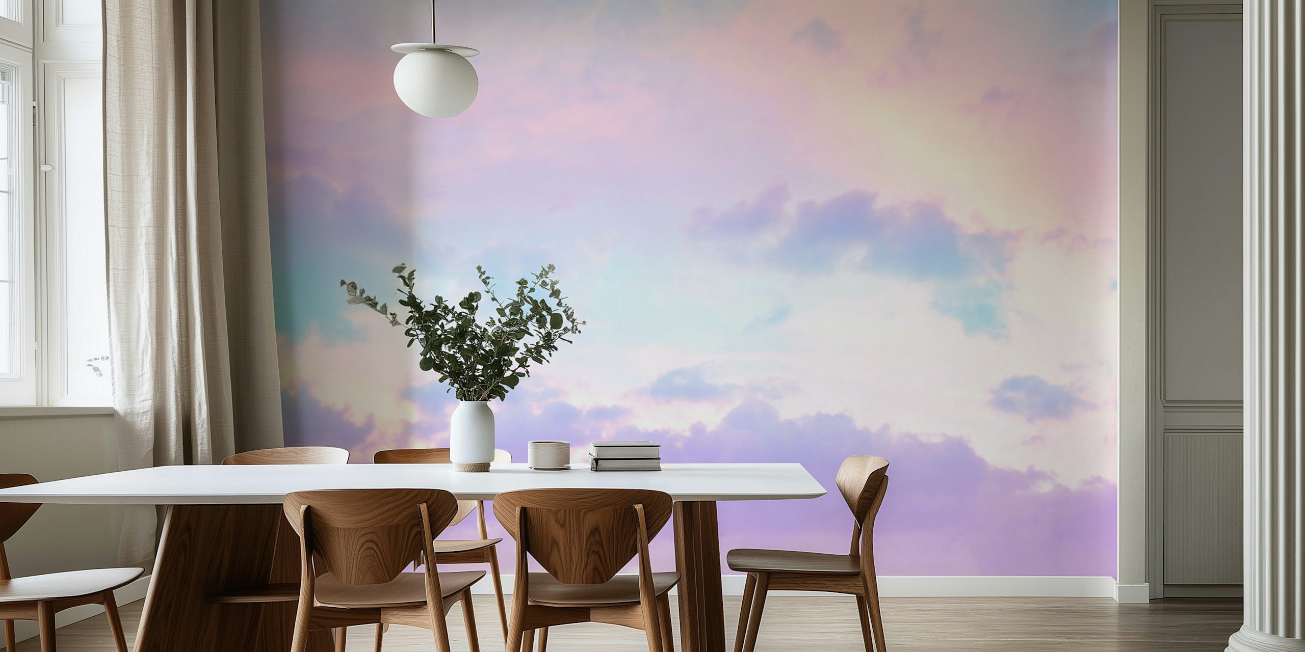 Unicorn Pastel Clouds wallpaper in a room