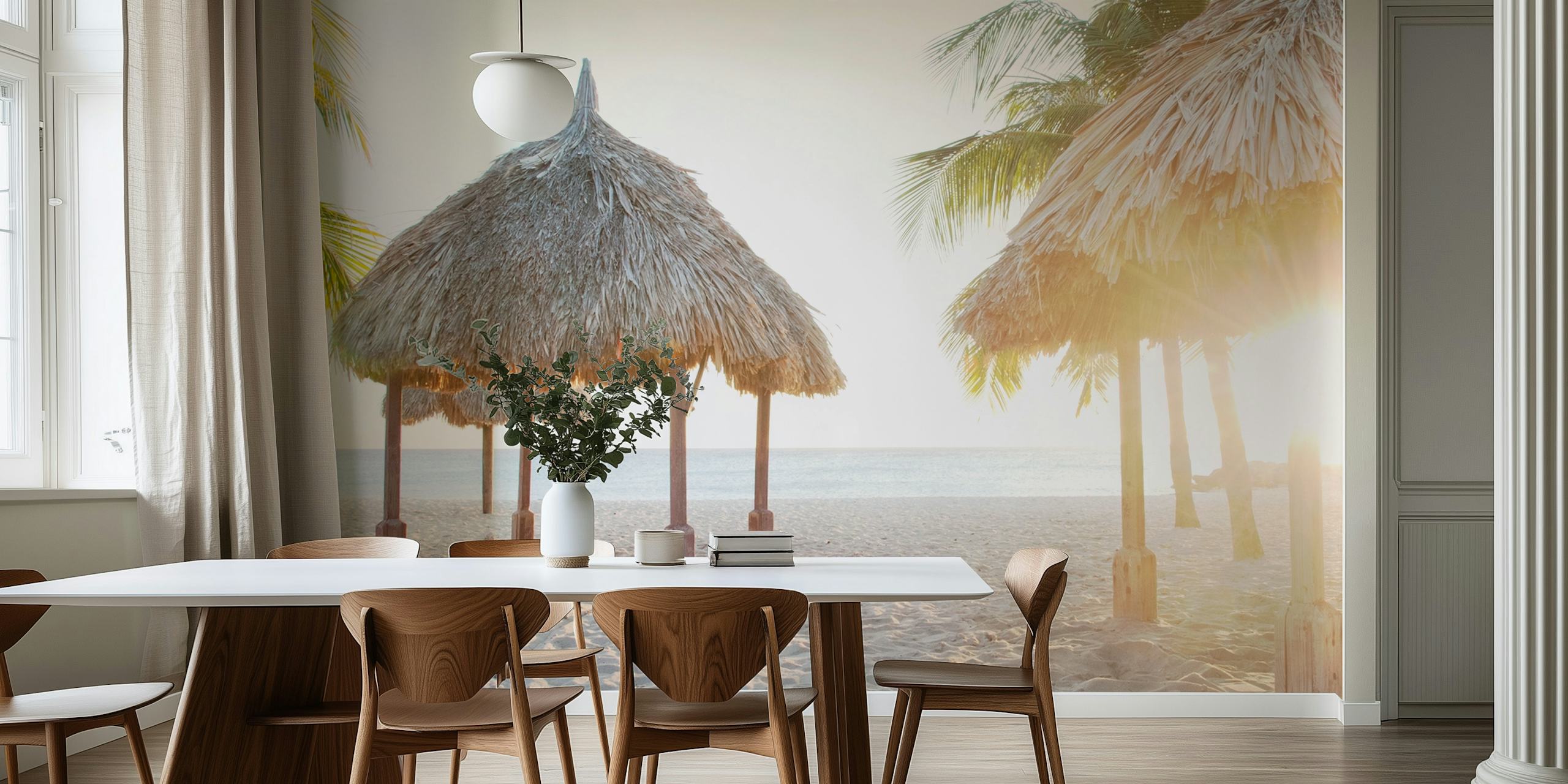 Caribbean Beach Oasis papel pintado en una habitación