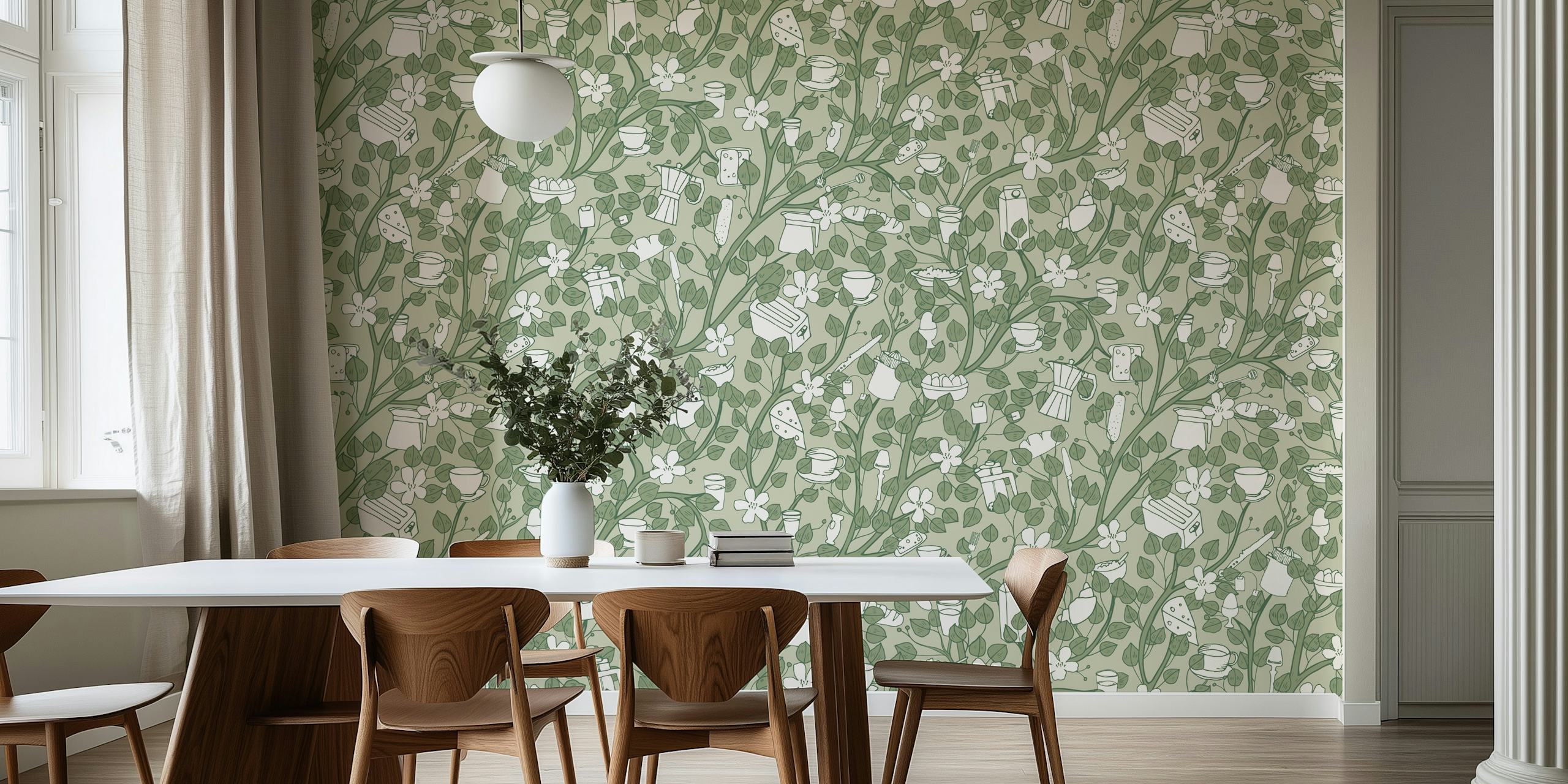 Design della carta da parati Breakfast tree in una stanza