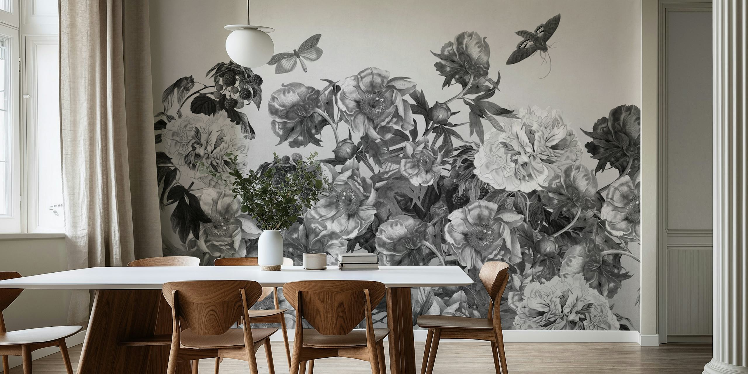 Design della carta da parati elegant grey flowers