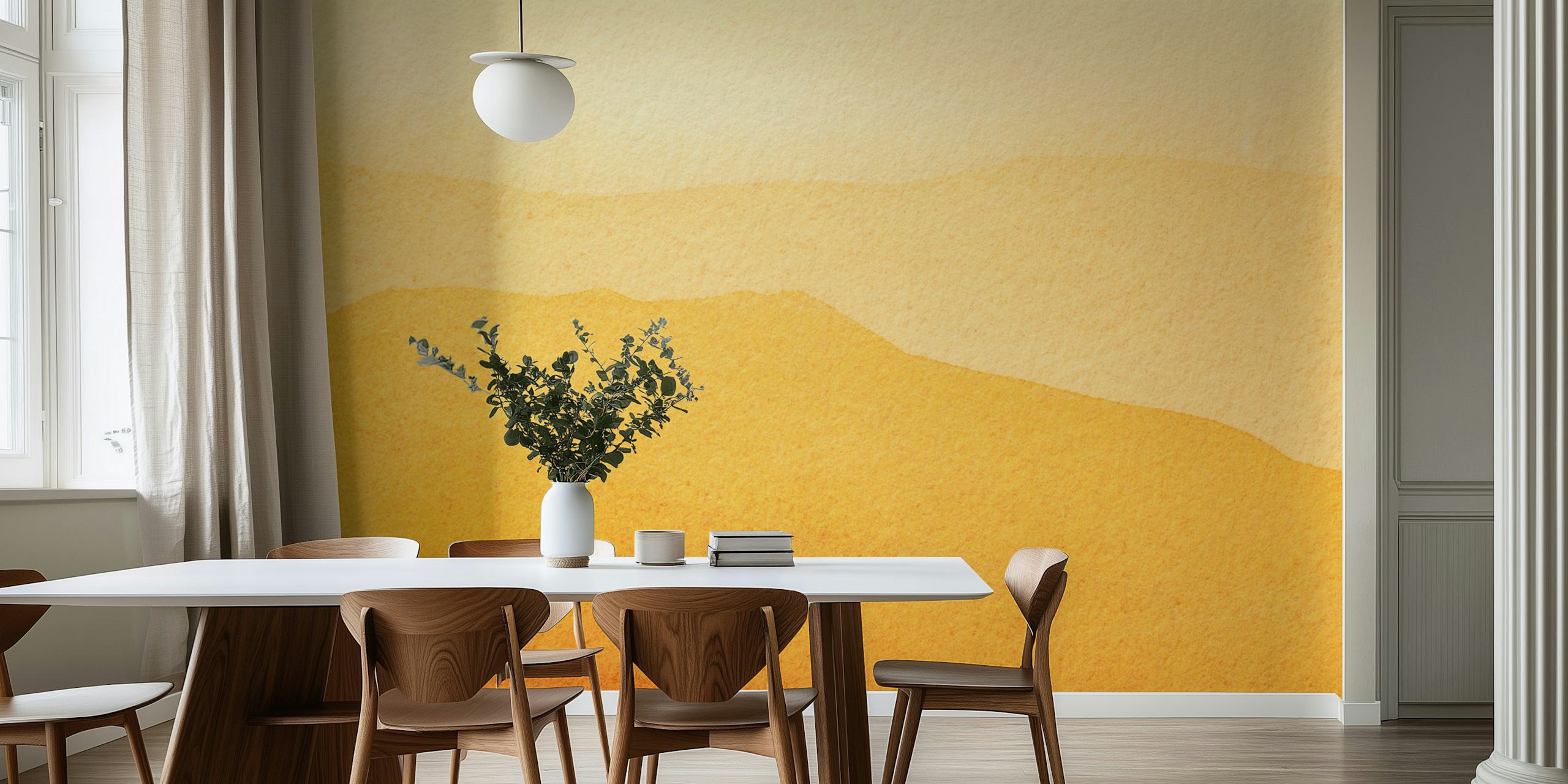 Yellow watercolor gradient tapet i rummet