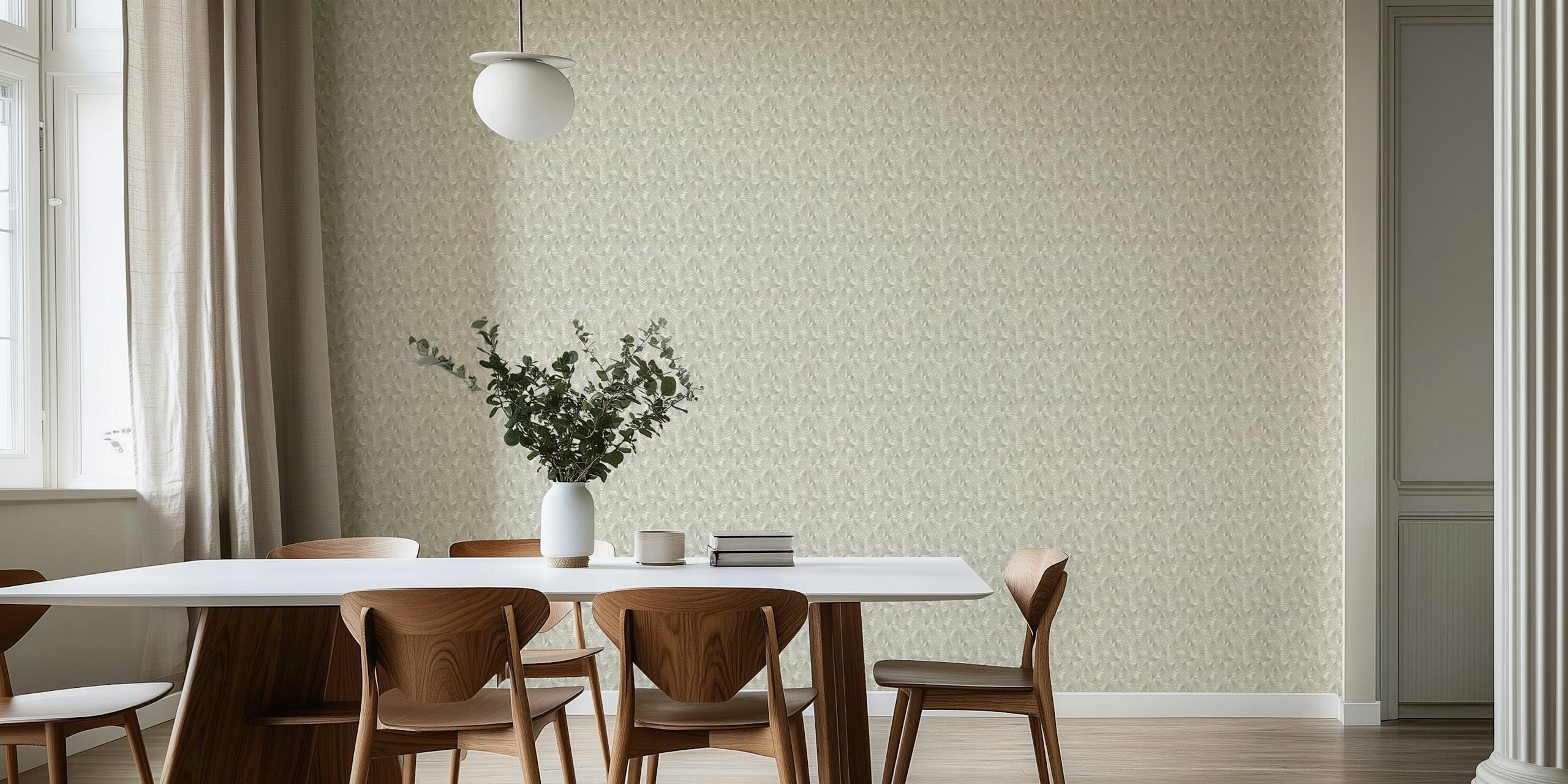 Fern behang tentoongesteld in een kamer