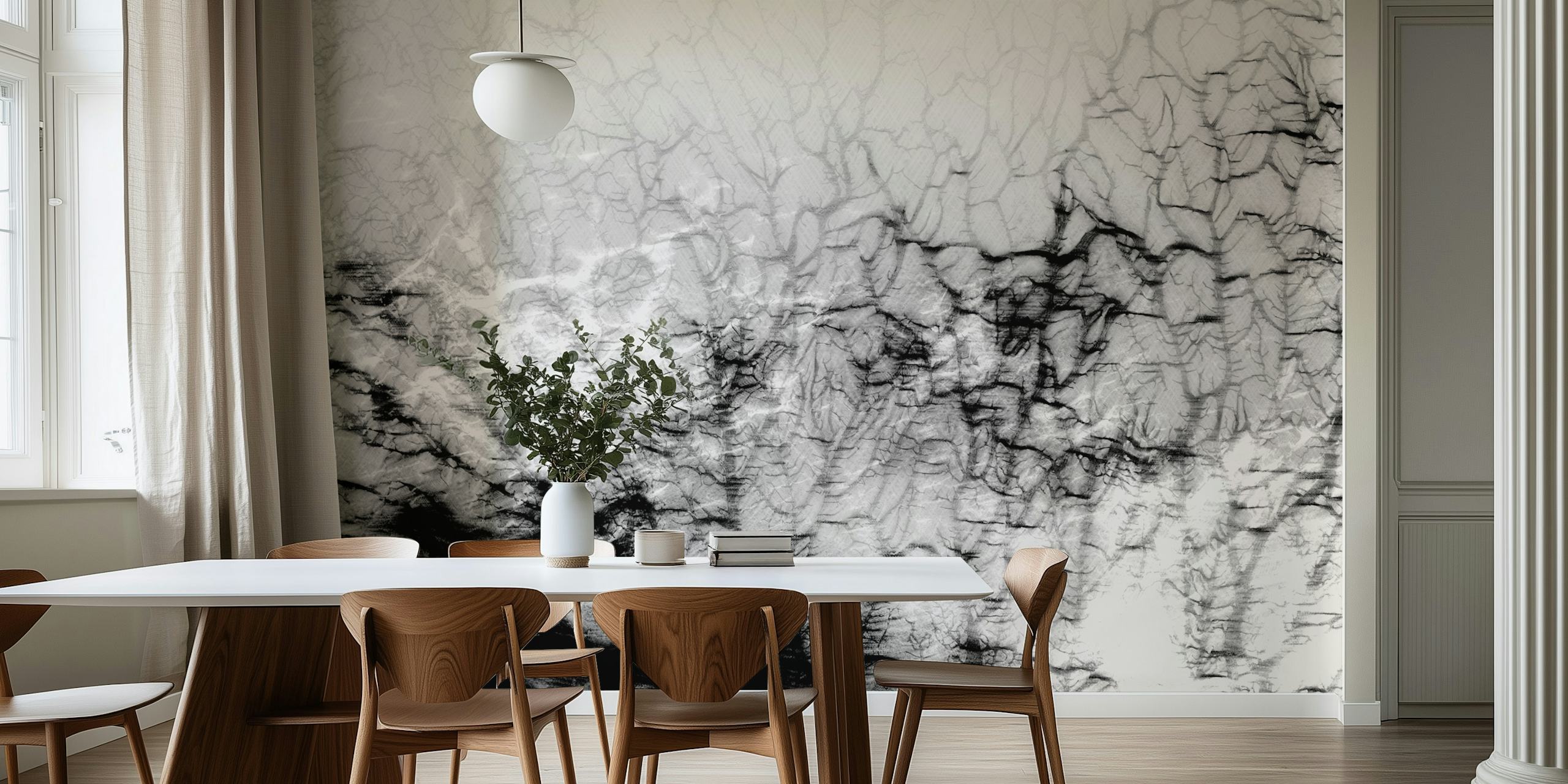 Ταπετσαρία Black και White Coral Reef σε ένα δωμάτιο