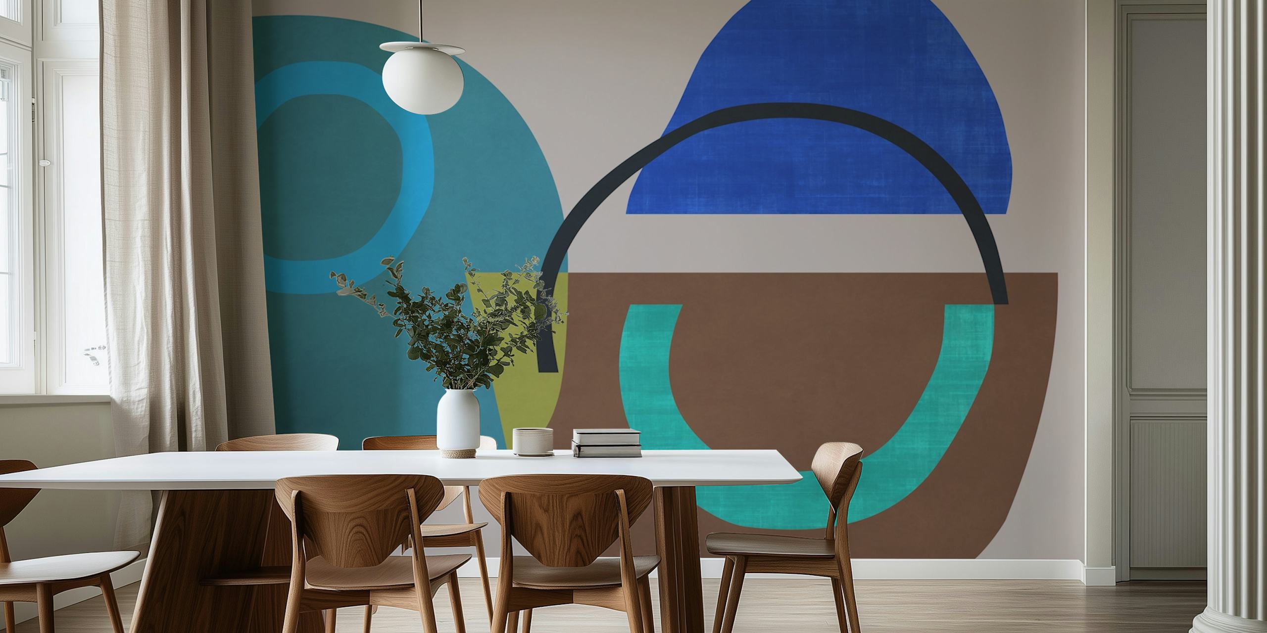 Colorful abstract wallpaper design in room