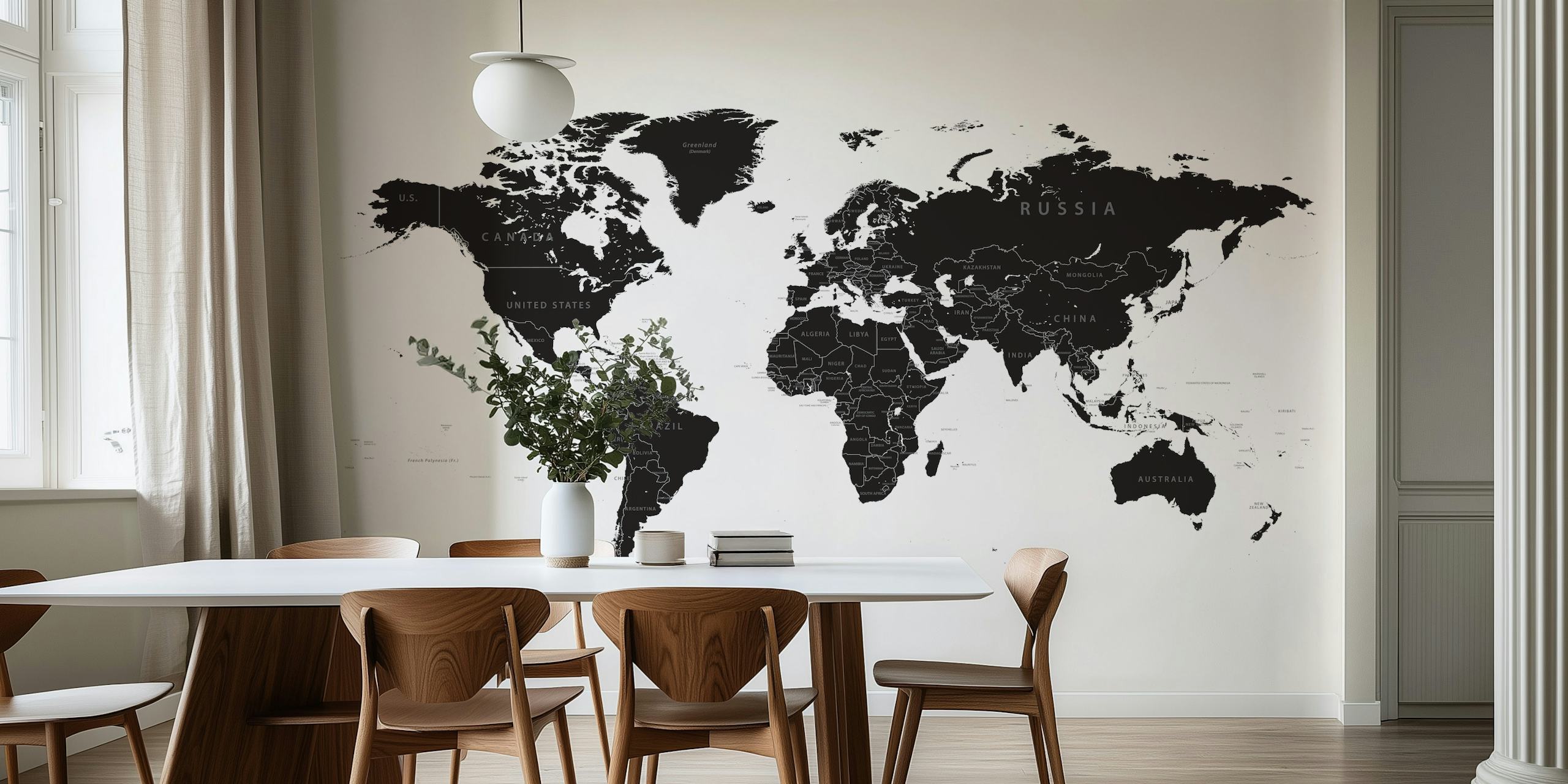 Black and white world map design wallpaper
