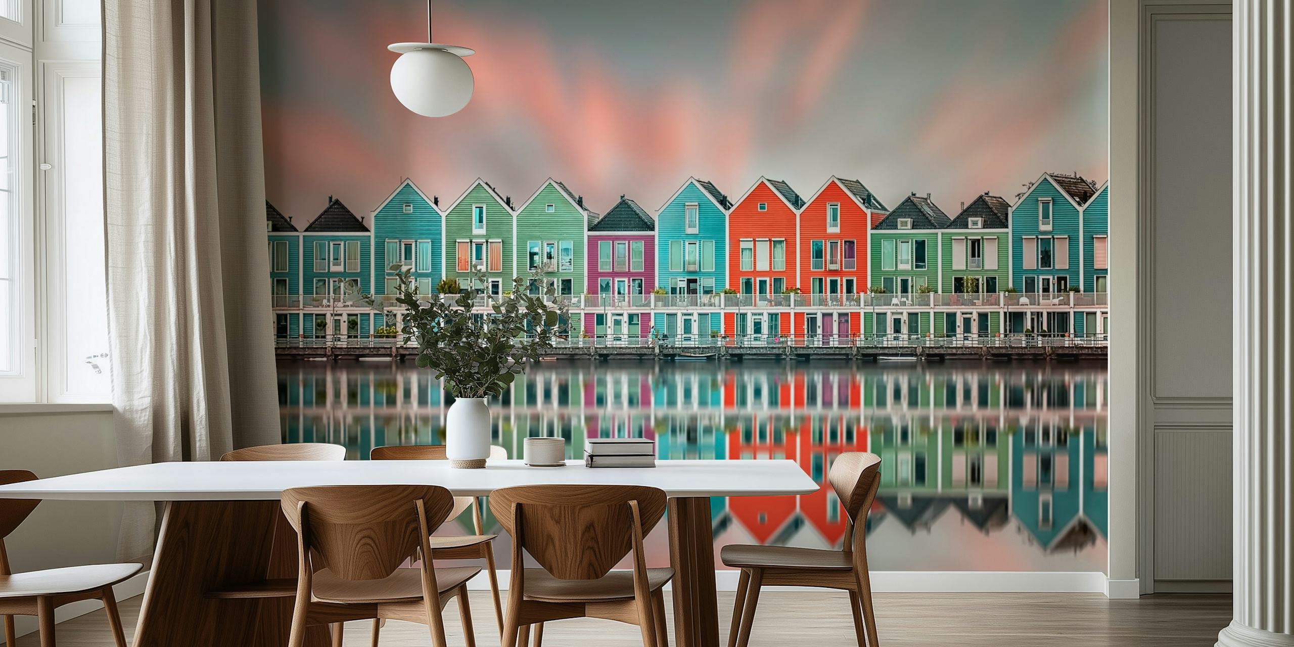 Fototapete Bunte häuser am wasser