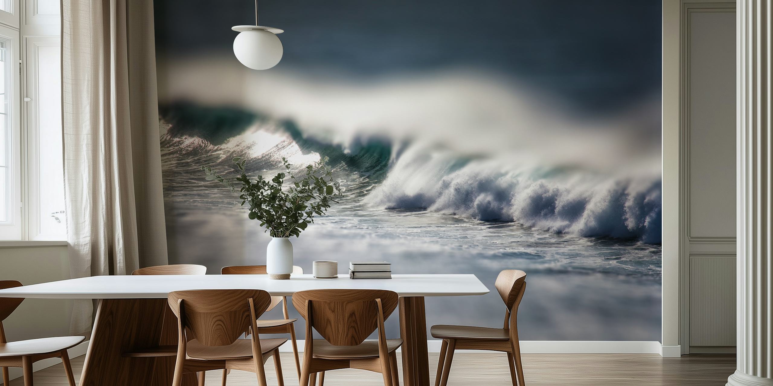 Atlantic surf wallpaper in a room