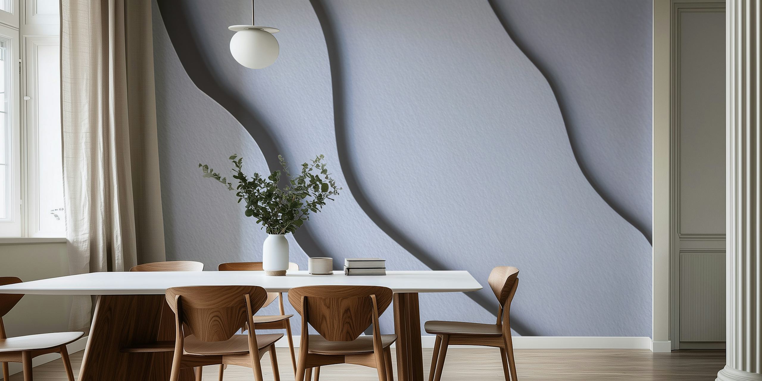 Textured white wallpaper with soft, wave-like patterns