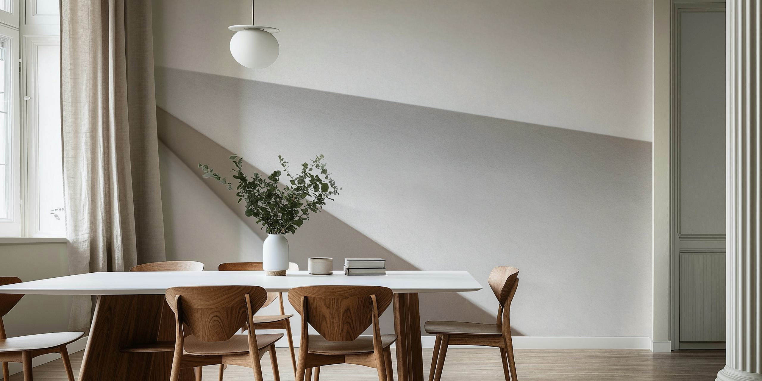 Minimalist paper fold design wall mural with soft shadow play