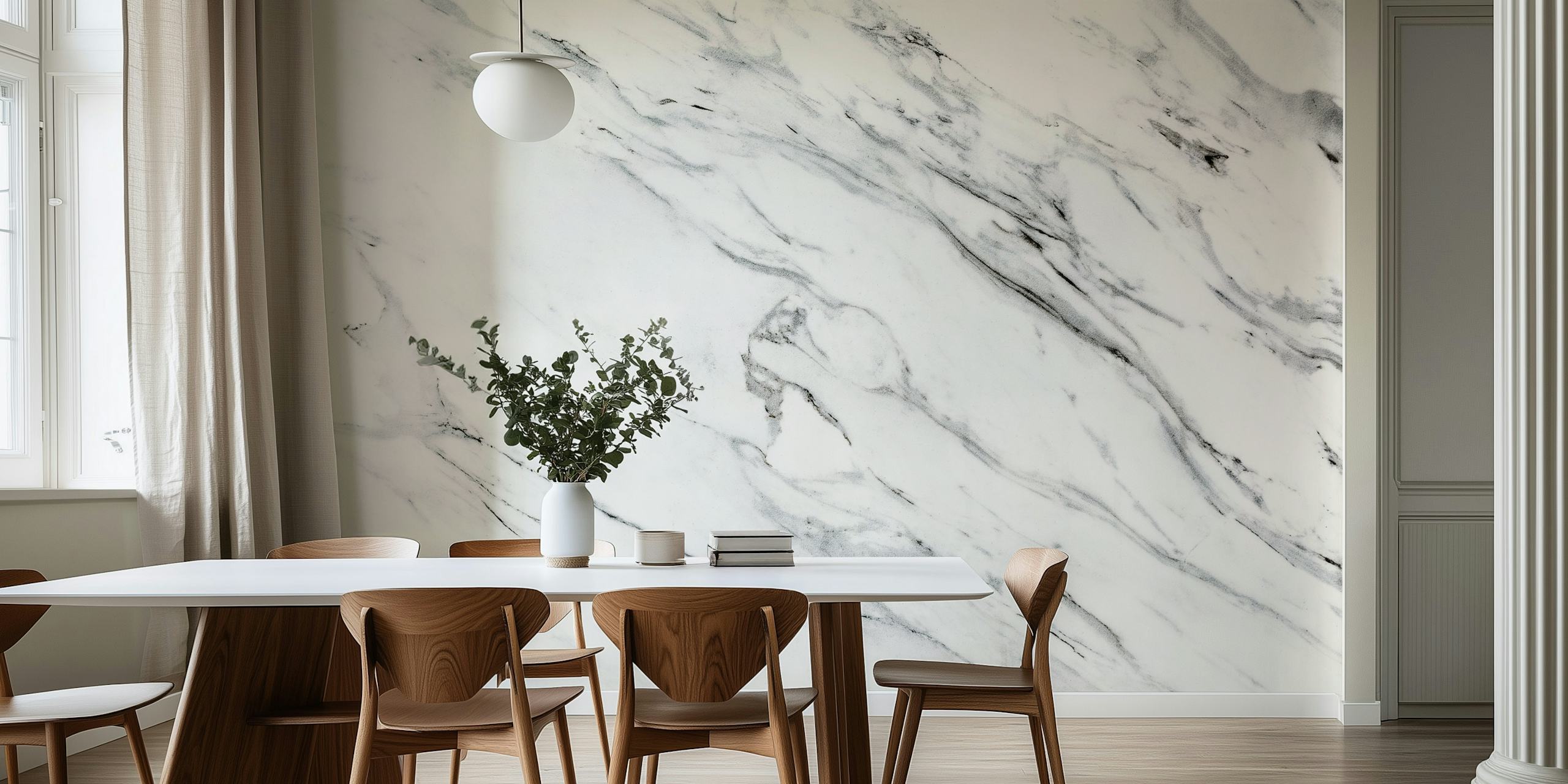 Marble White wallpaper displayed in a room