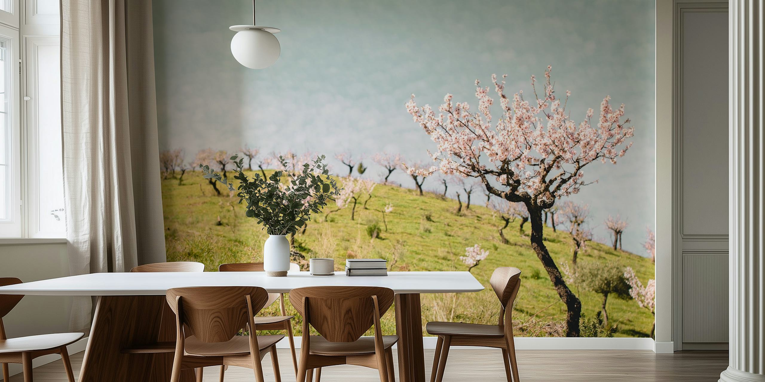 papier peint Tree Landscape with Spring Blossom Flowers