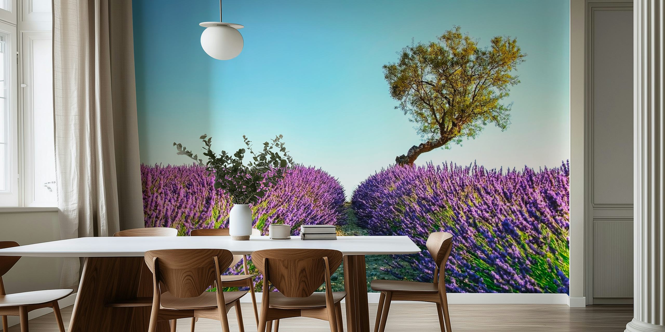 Lavender fields wallpaper in a room