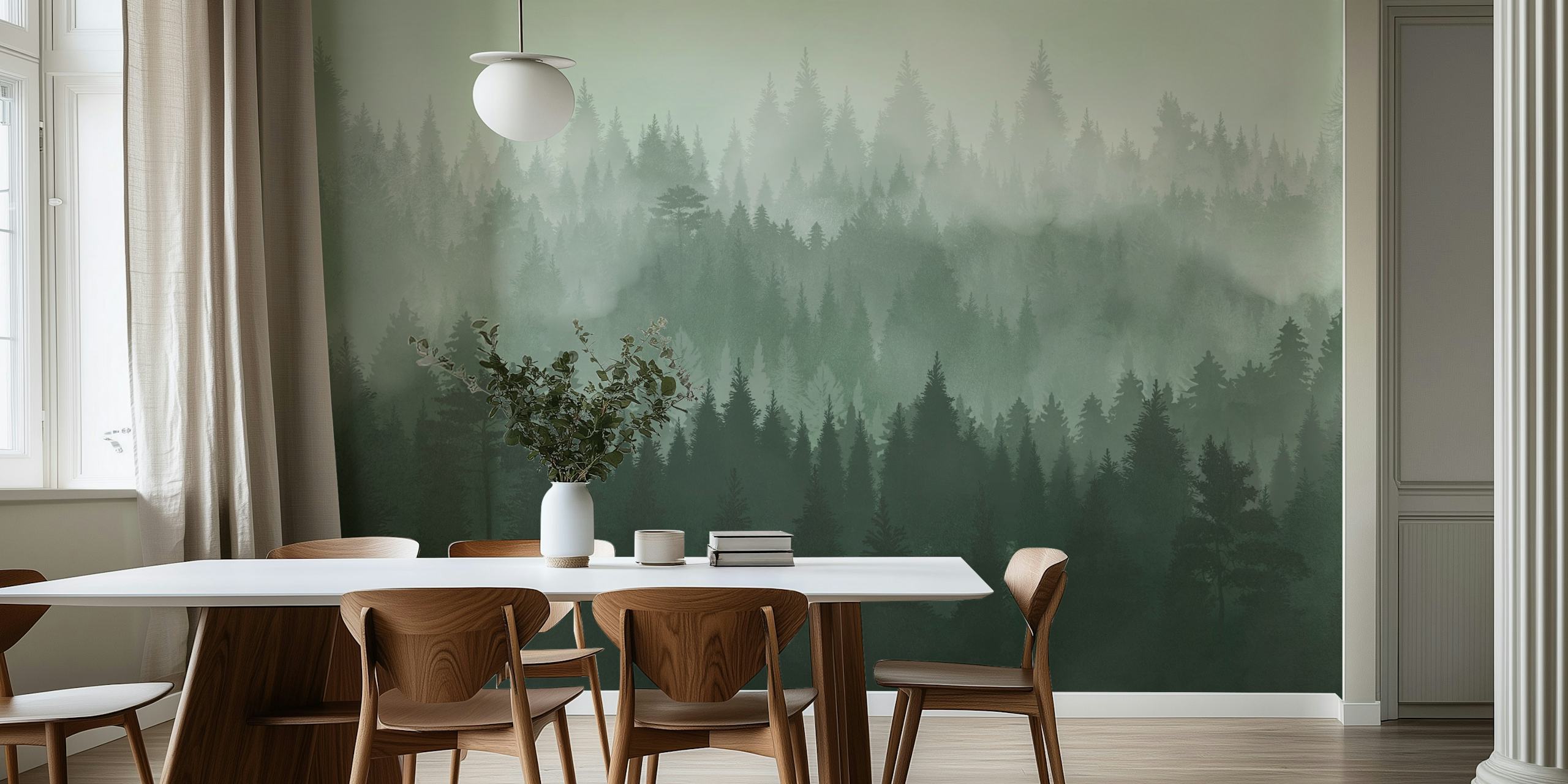 Forest Green 2 tapettisuunnittelu huoneessa