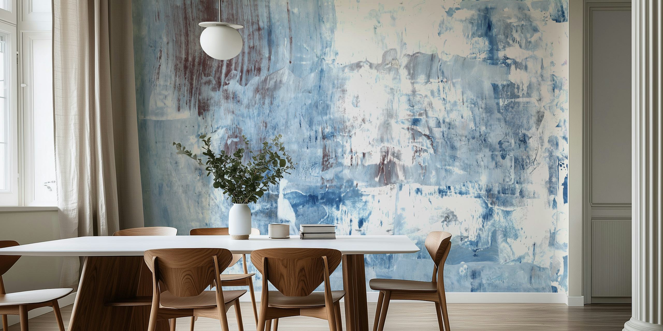 Blue abstract textured wallpaper with hints of brown