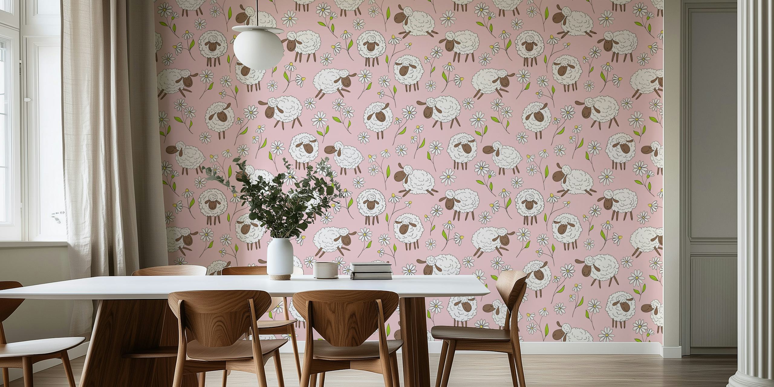 Diseño de papel tapiz Counting sheep en una habitación