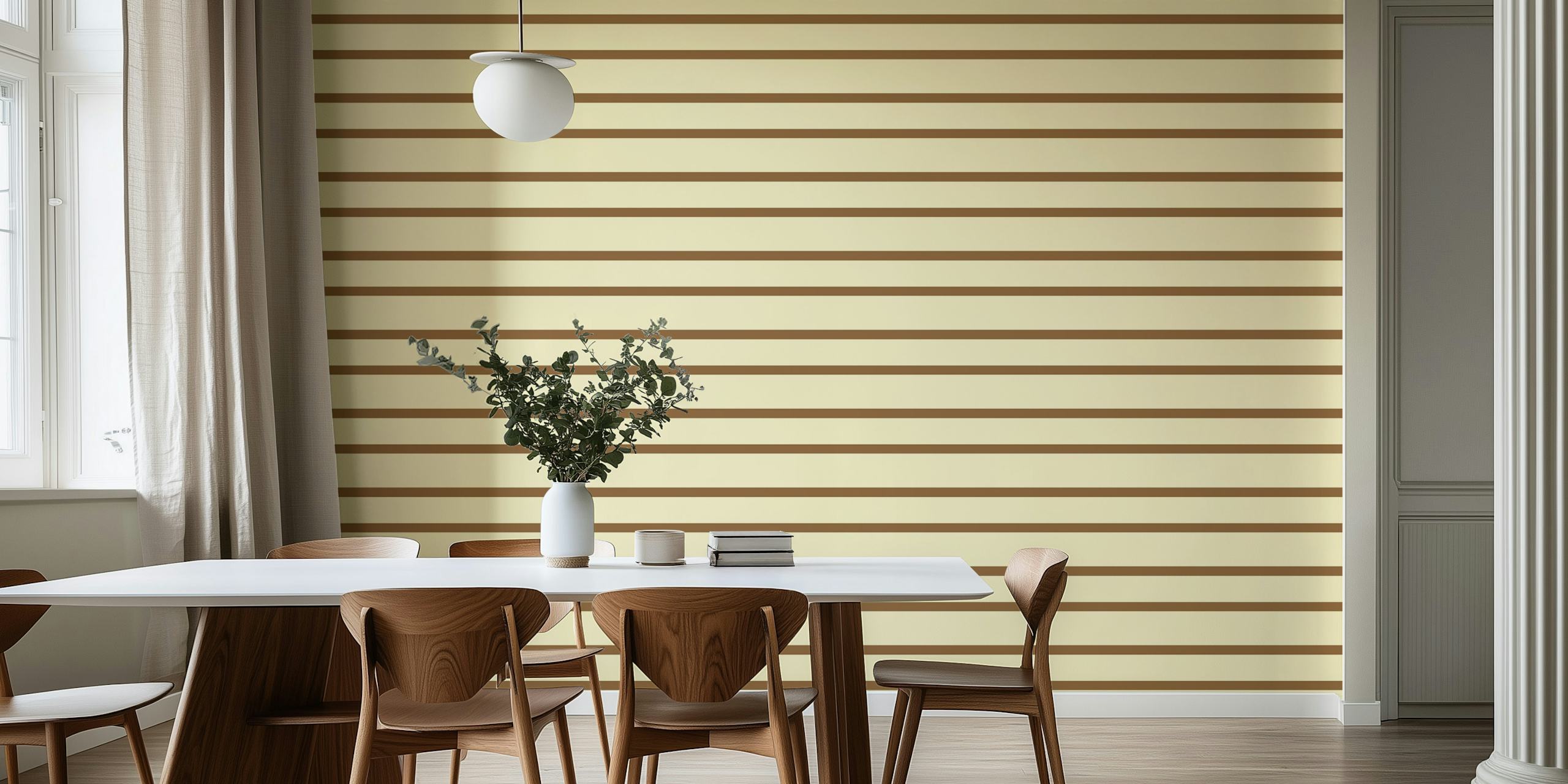 Earthy brown striped linen textured wall mural