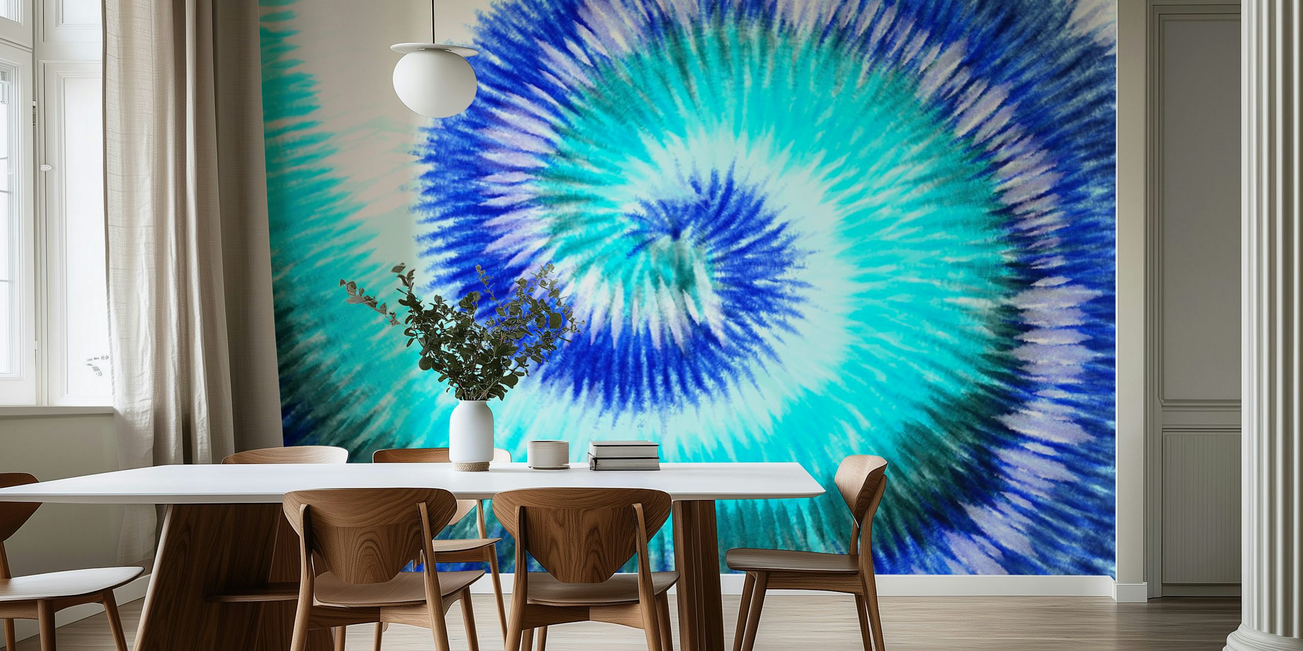 Papel de parede Tie Dye Background 17 exibido em um quarto