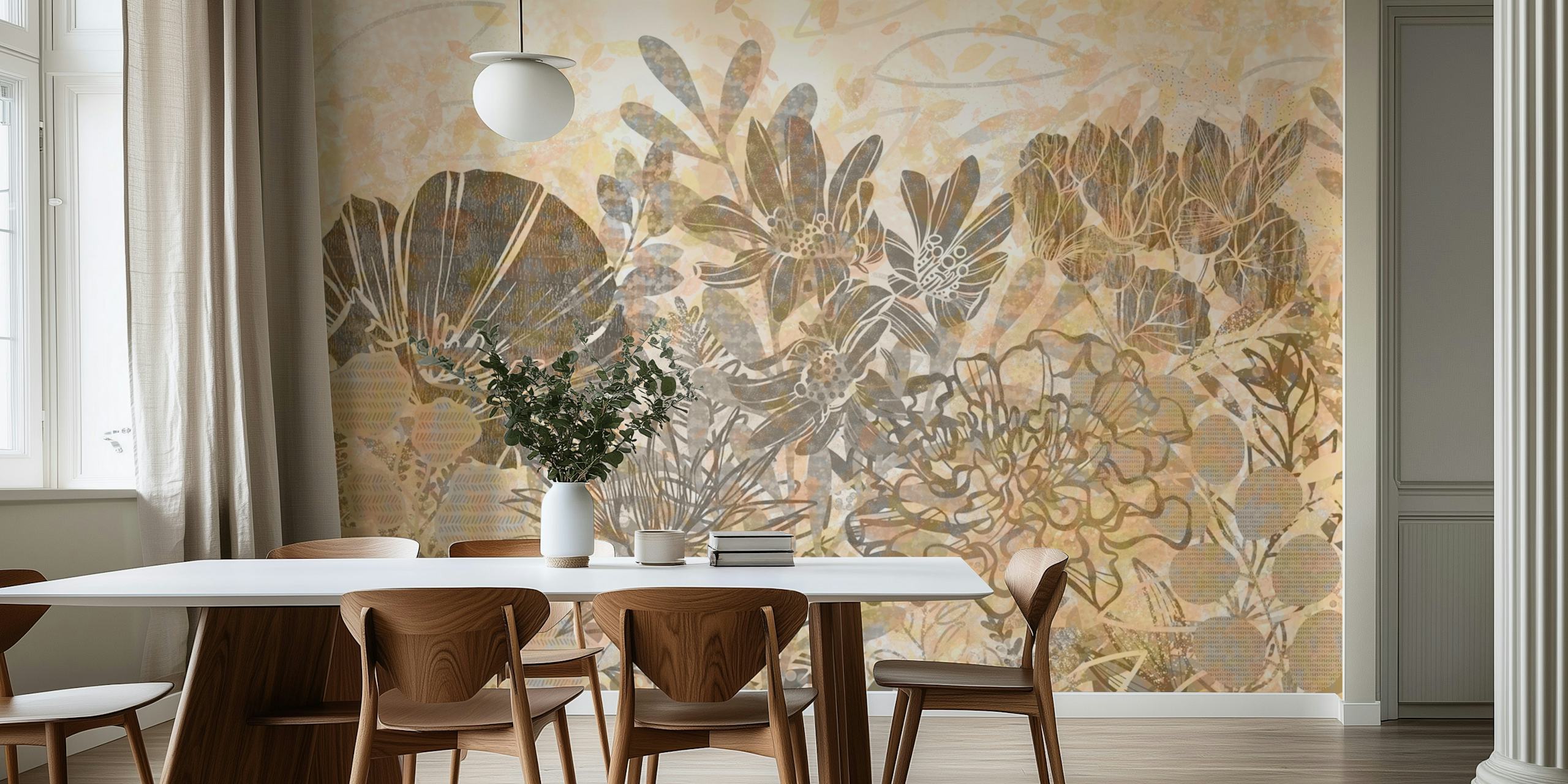 The Golden Garden wallpaper displayed in a room
