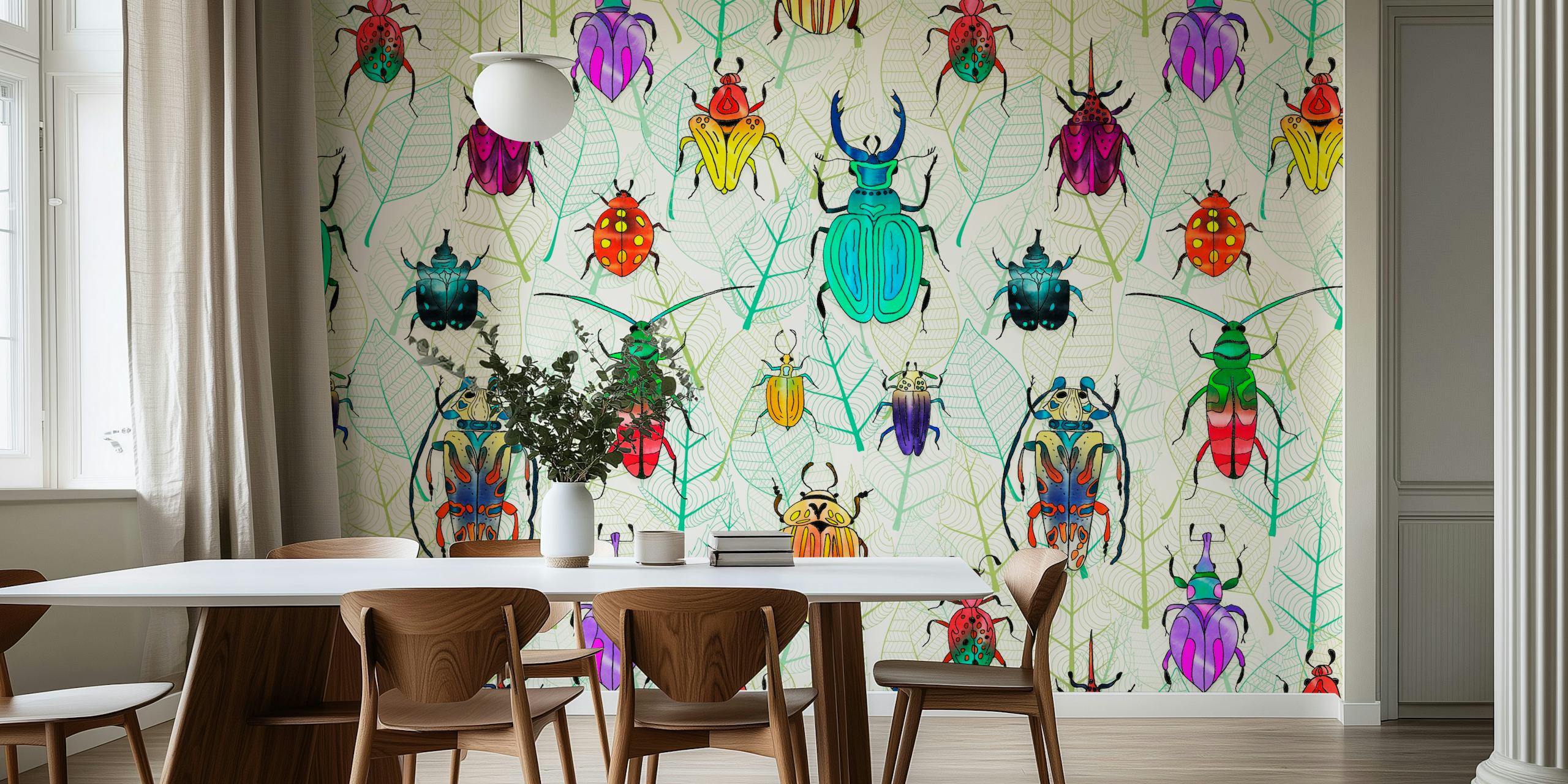 Colorful beetles Tapete in einem Raum angezeigt