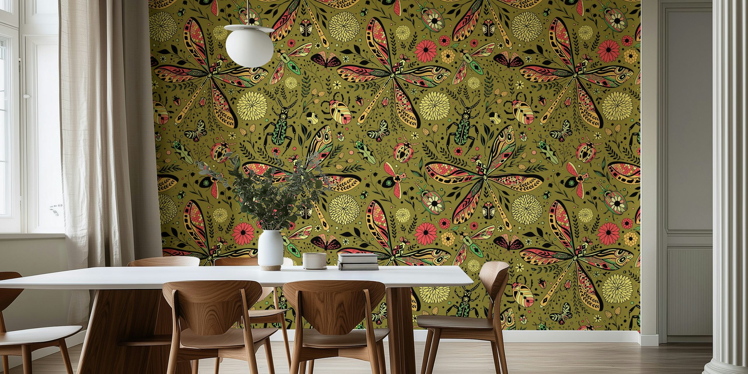 Doodle bugs na mechu zeleném v nastavení místnosti