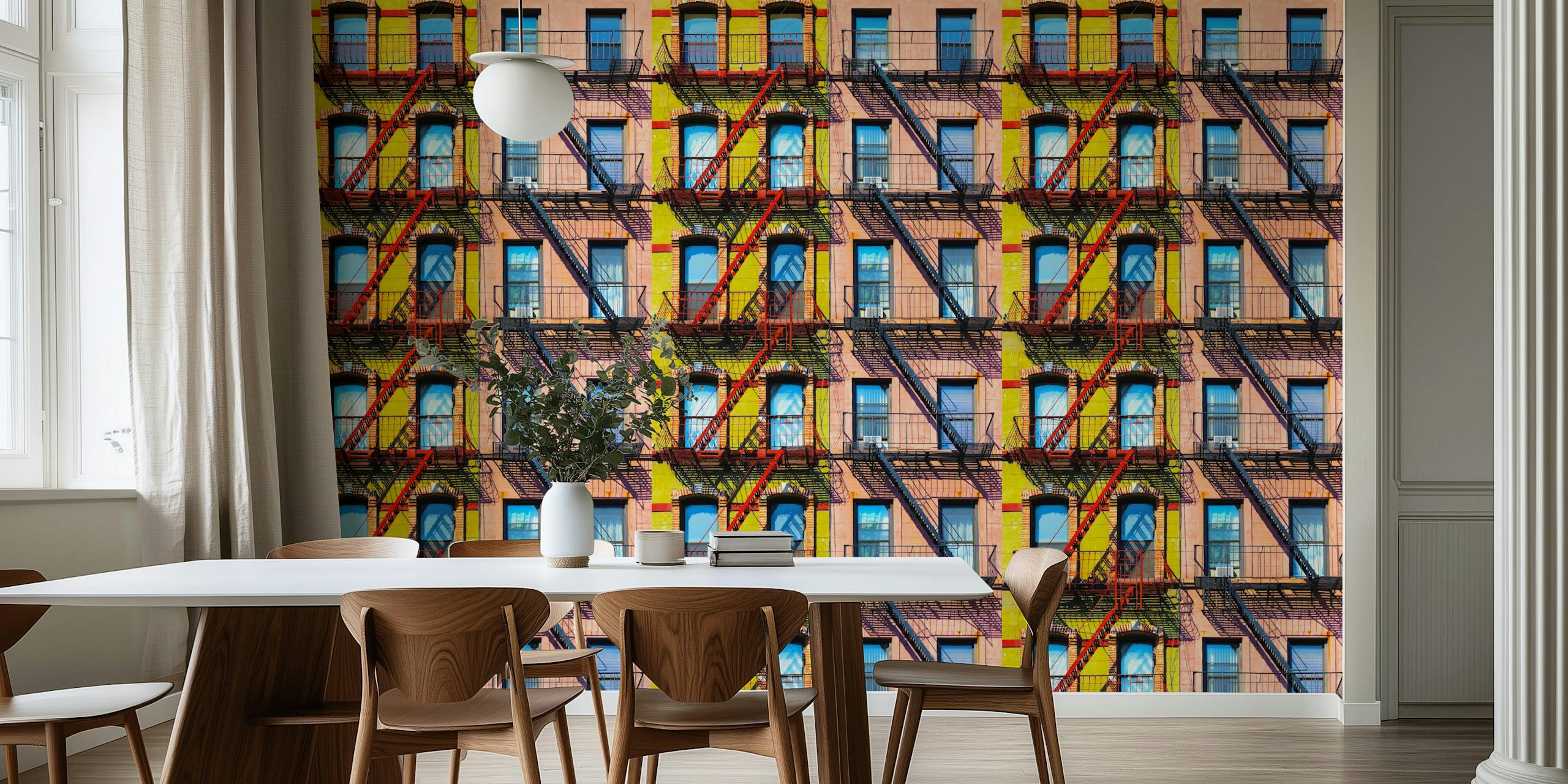 Design della carta da parati facciata finestra Urban New York