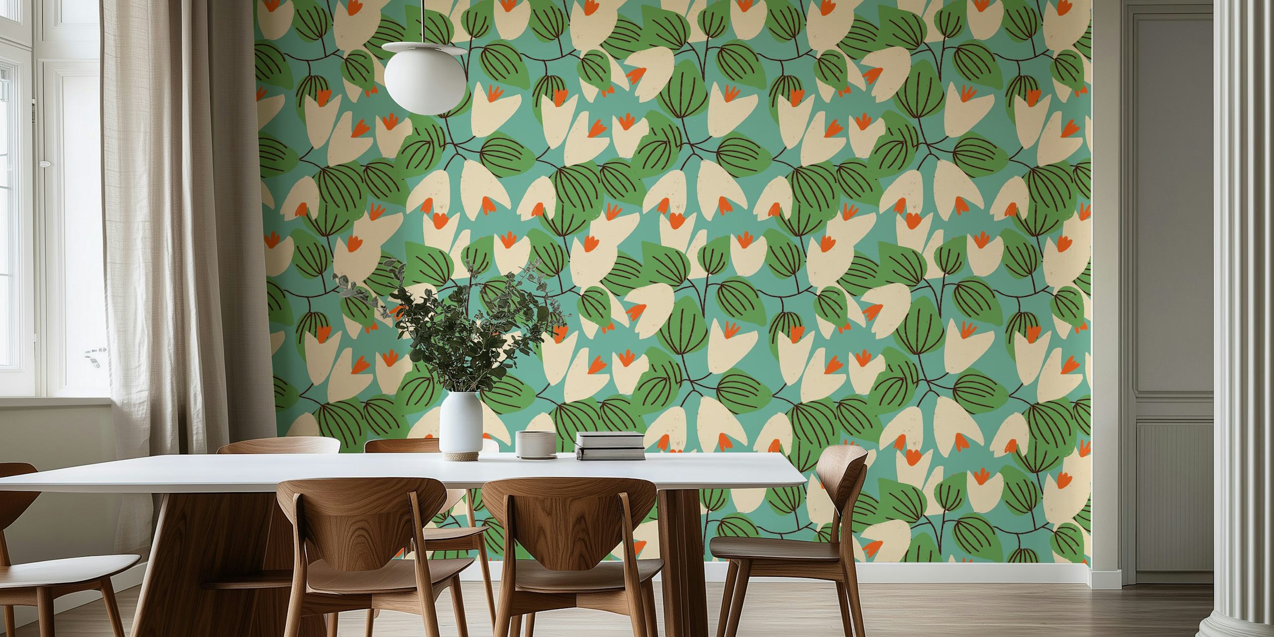 Mid Summer Flower Blue wallpaper pattern