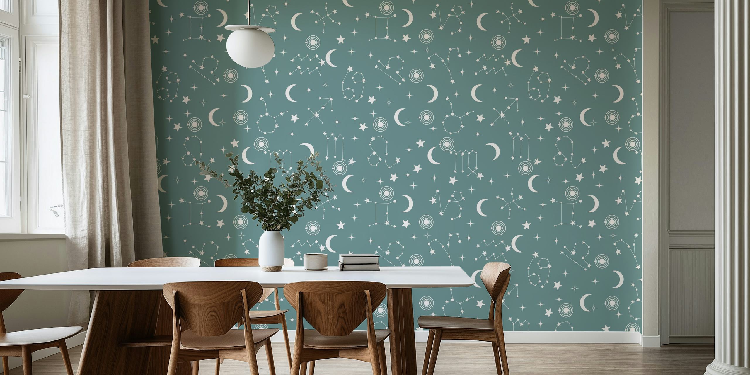 Stars and constellations pattern on a grey background wallpaper