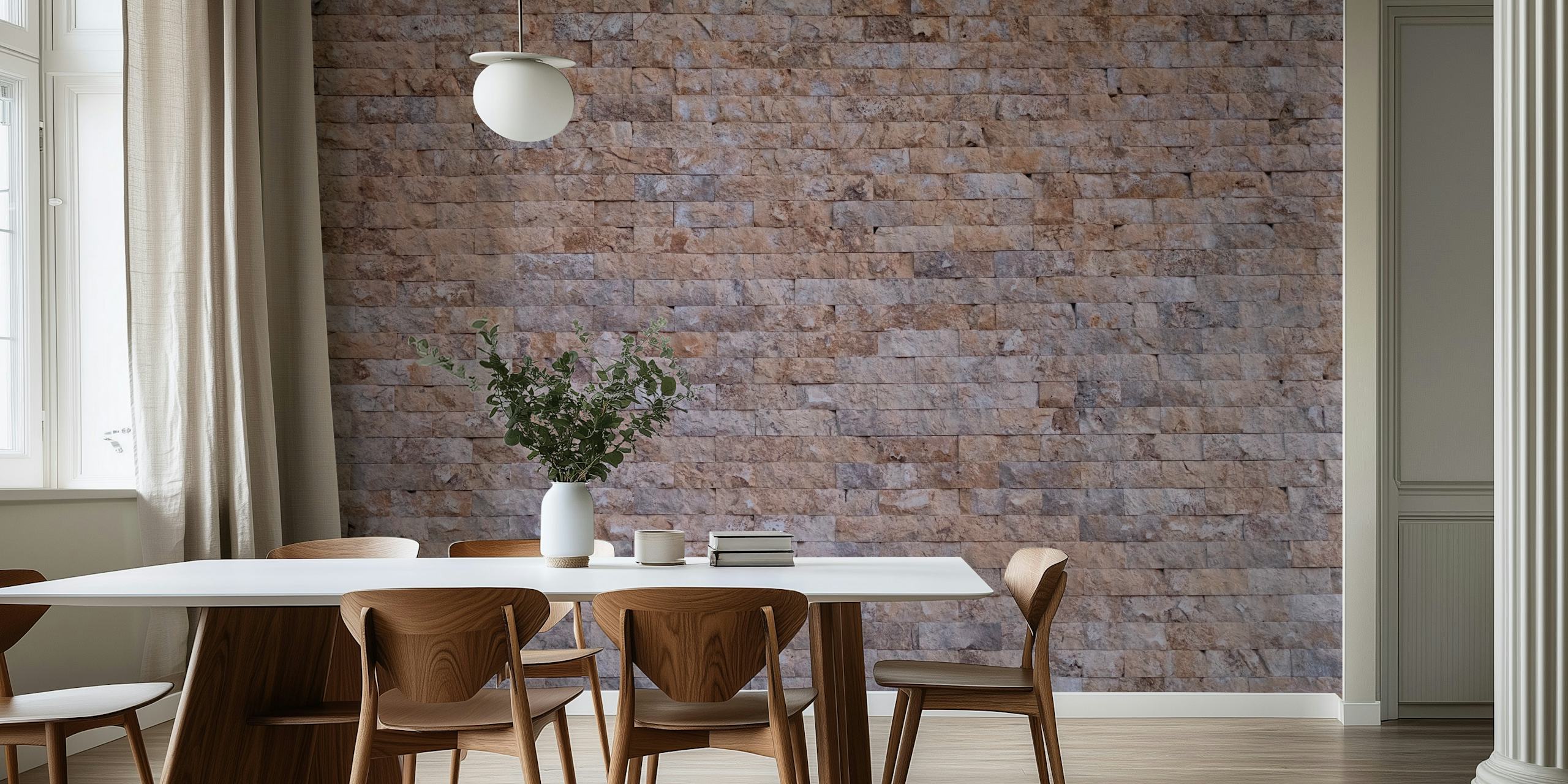 Stenvæg-tekstureret vægmaleri til forbedring af interiørdesign på happywall.com