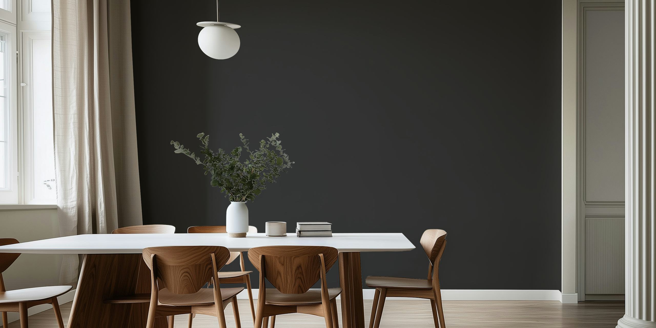 Light black wallpaper in modern room setting