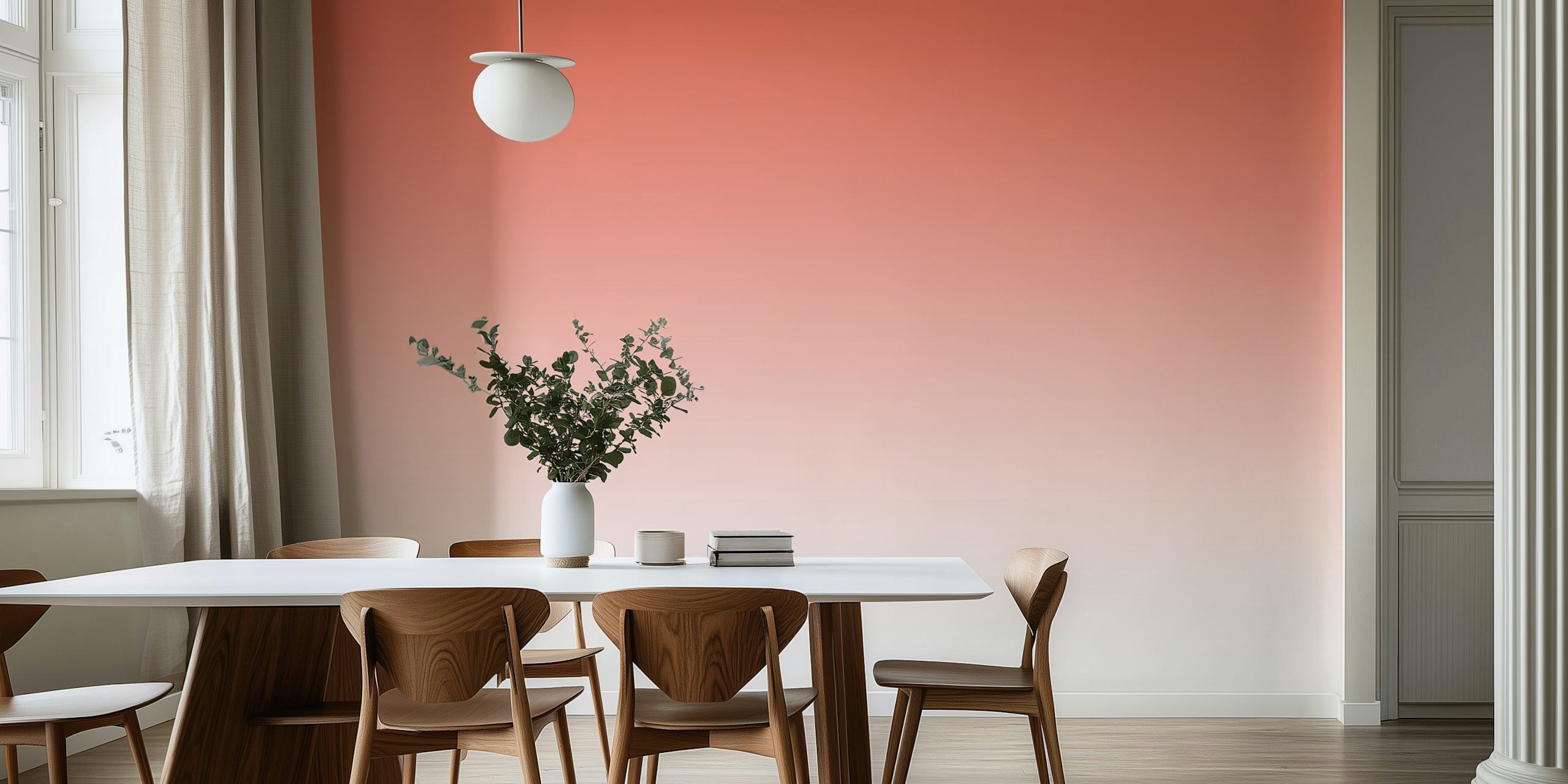 Coral Ombre Wallpaper εμφανίζεται σε ένα δωμάτιο