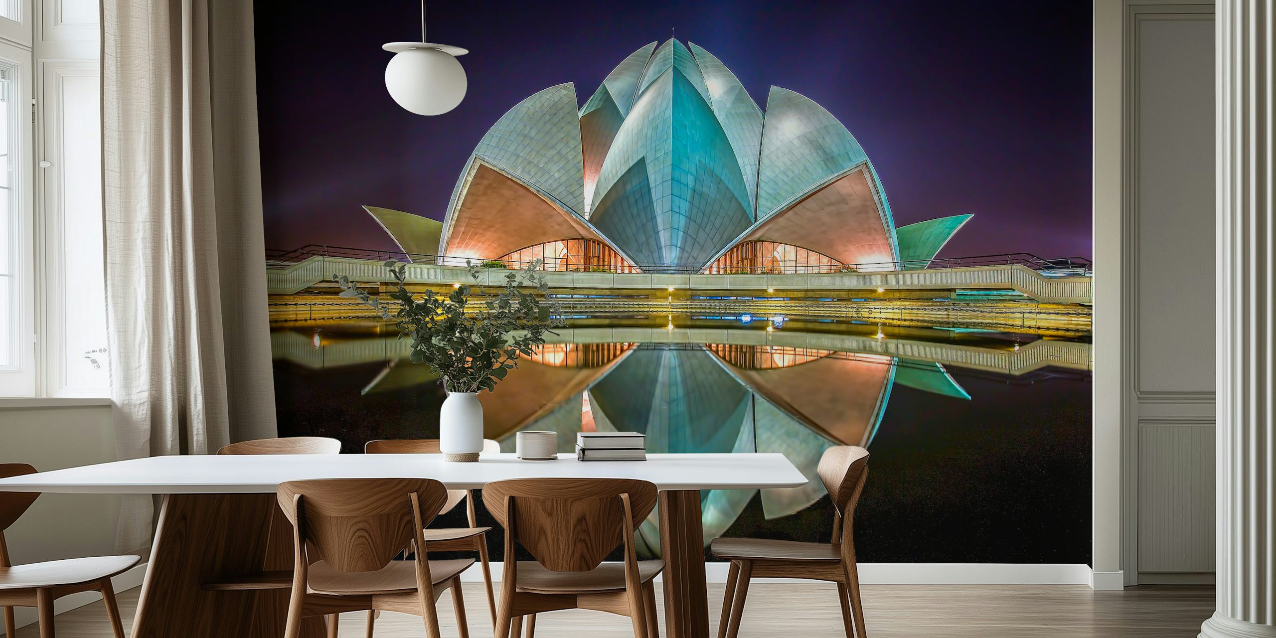 Lotus Temple wallpaper displayed in a room