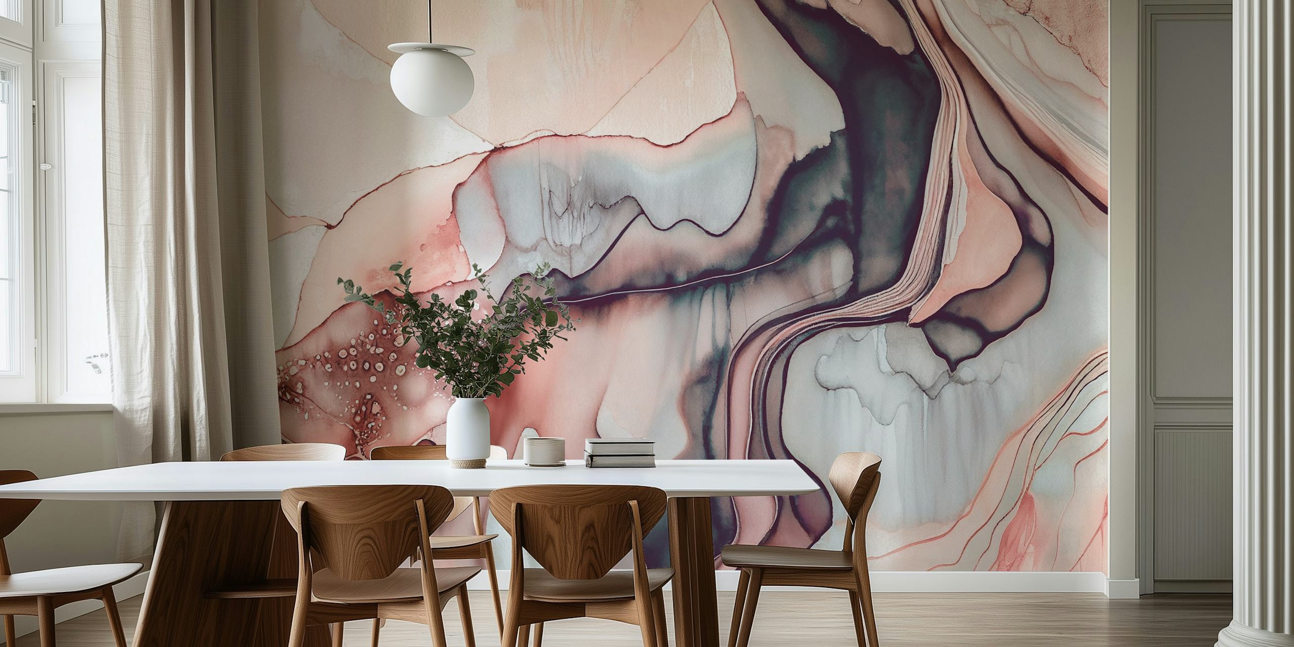 Tapeta Soft Pastel Pink Abstract w pokoju