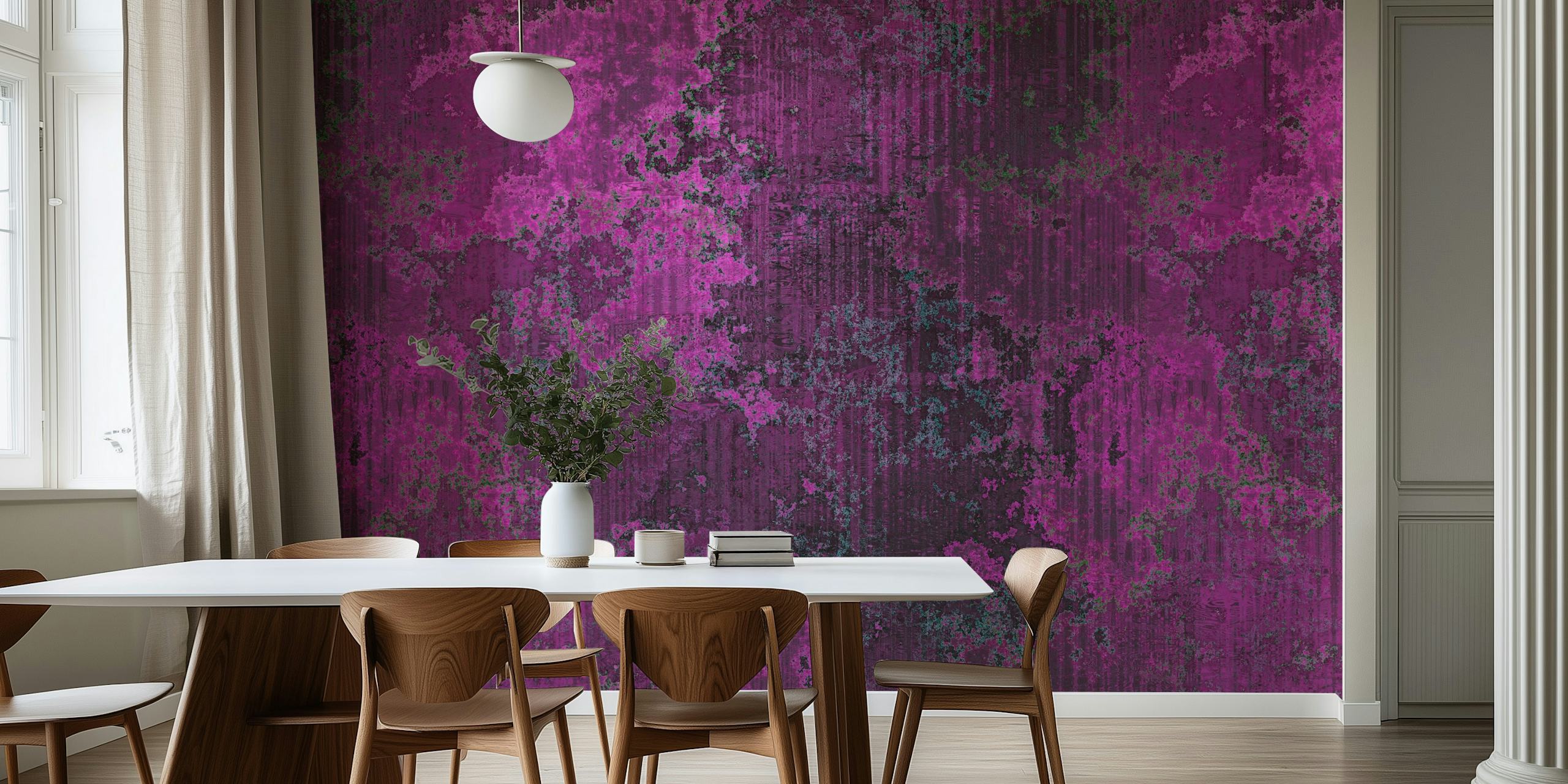 En texturerad tapet med distressed rosa och magenta nyanser.