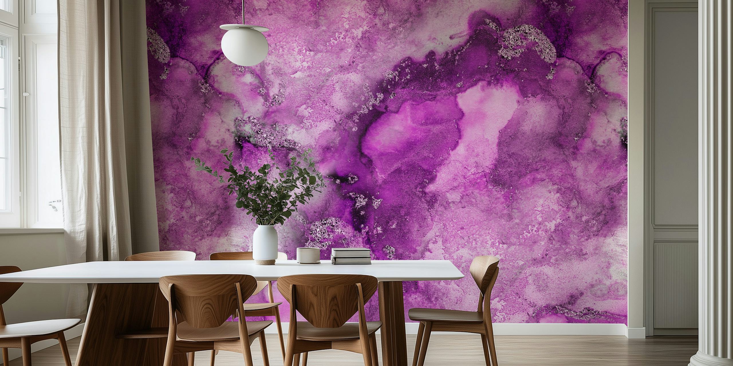 Fuchsia pink abstract wallpaper with fluid patterns