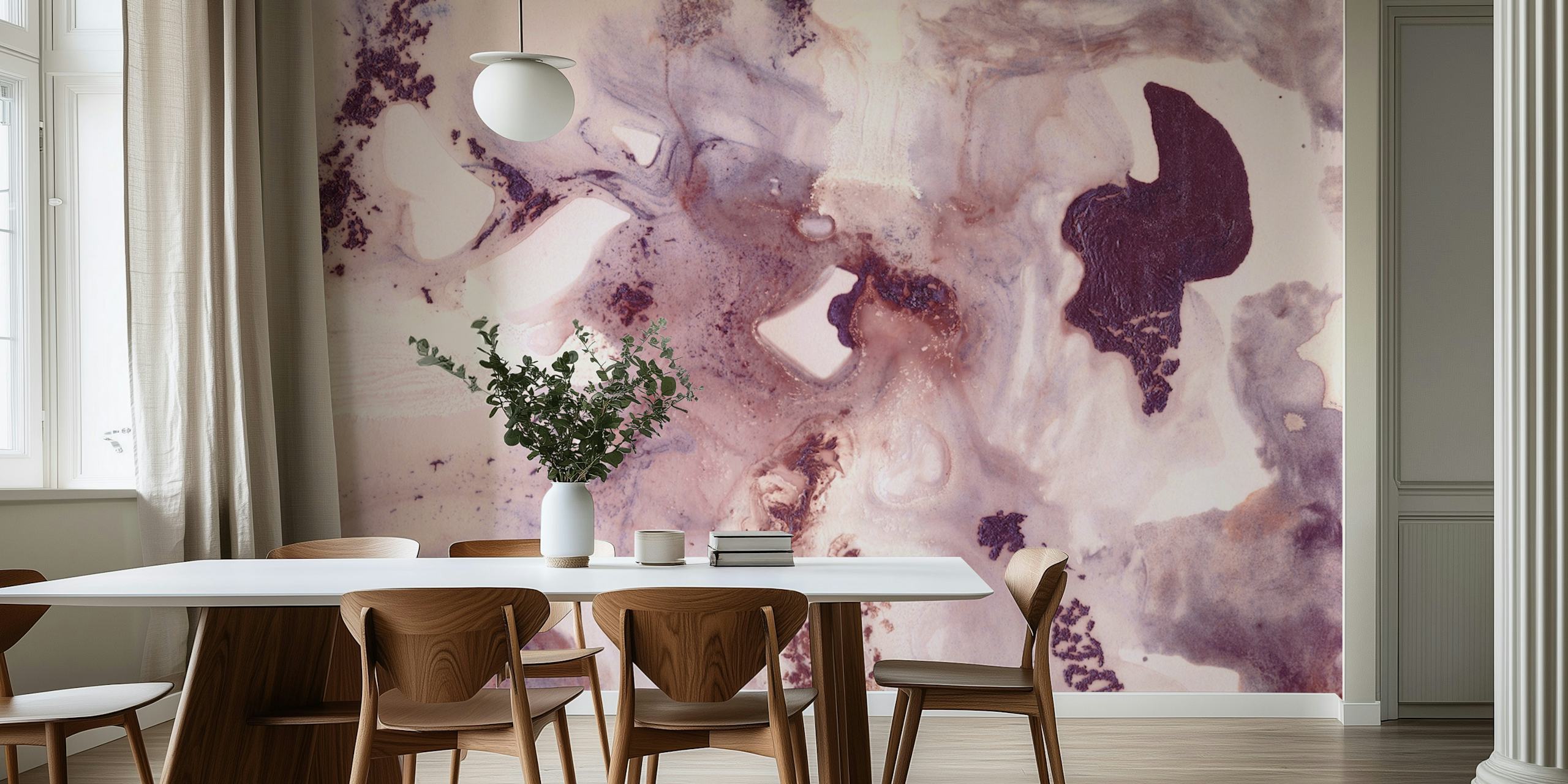 Carta da parati Plum Blush Ink Marble nella stanza