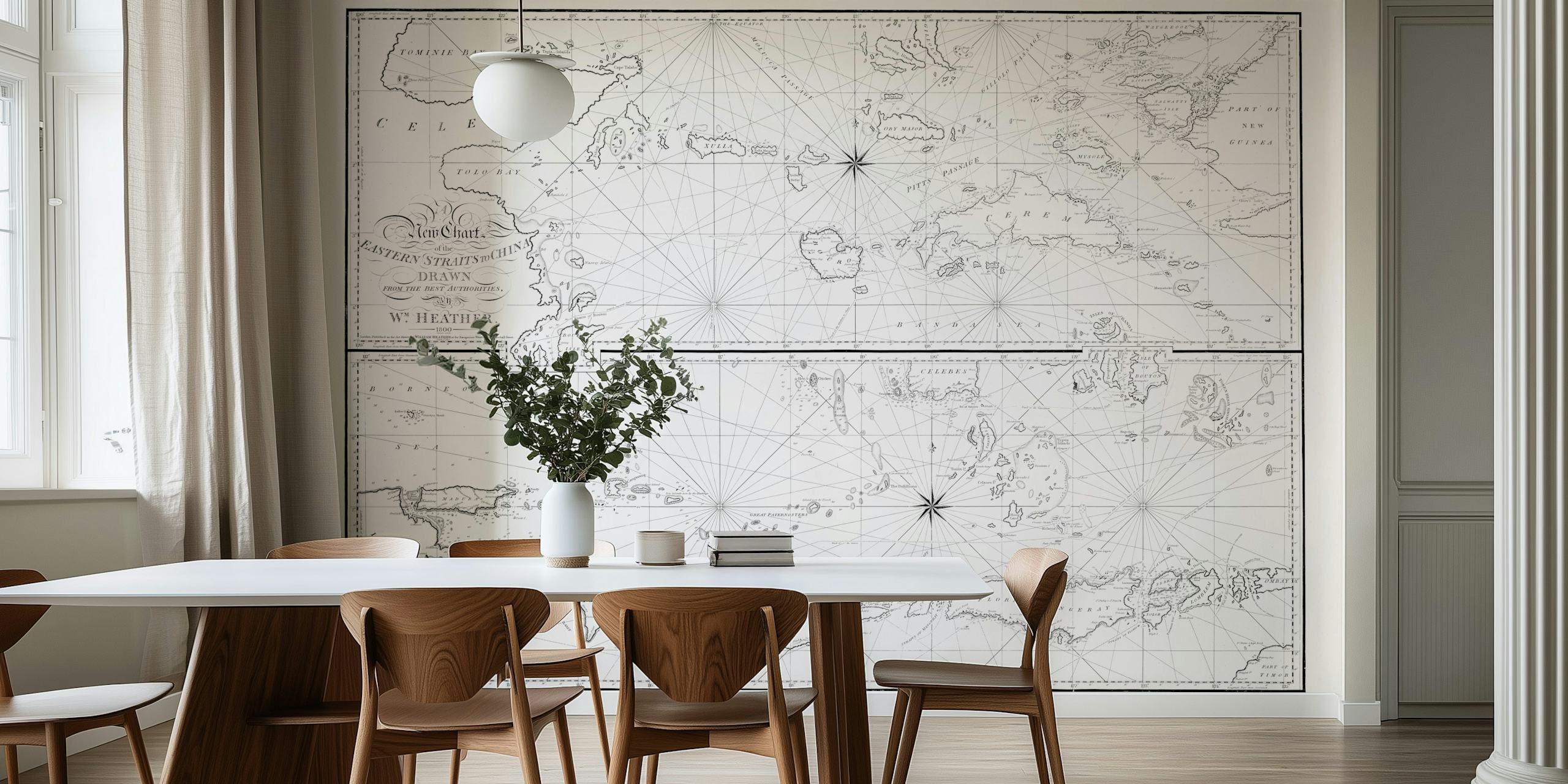 Papel tapiz Vintage Map Indonesia en una habitación