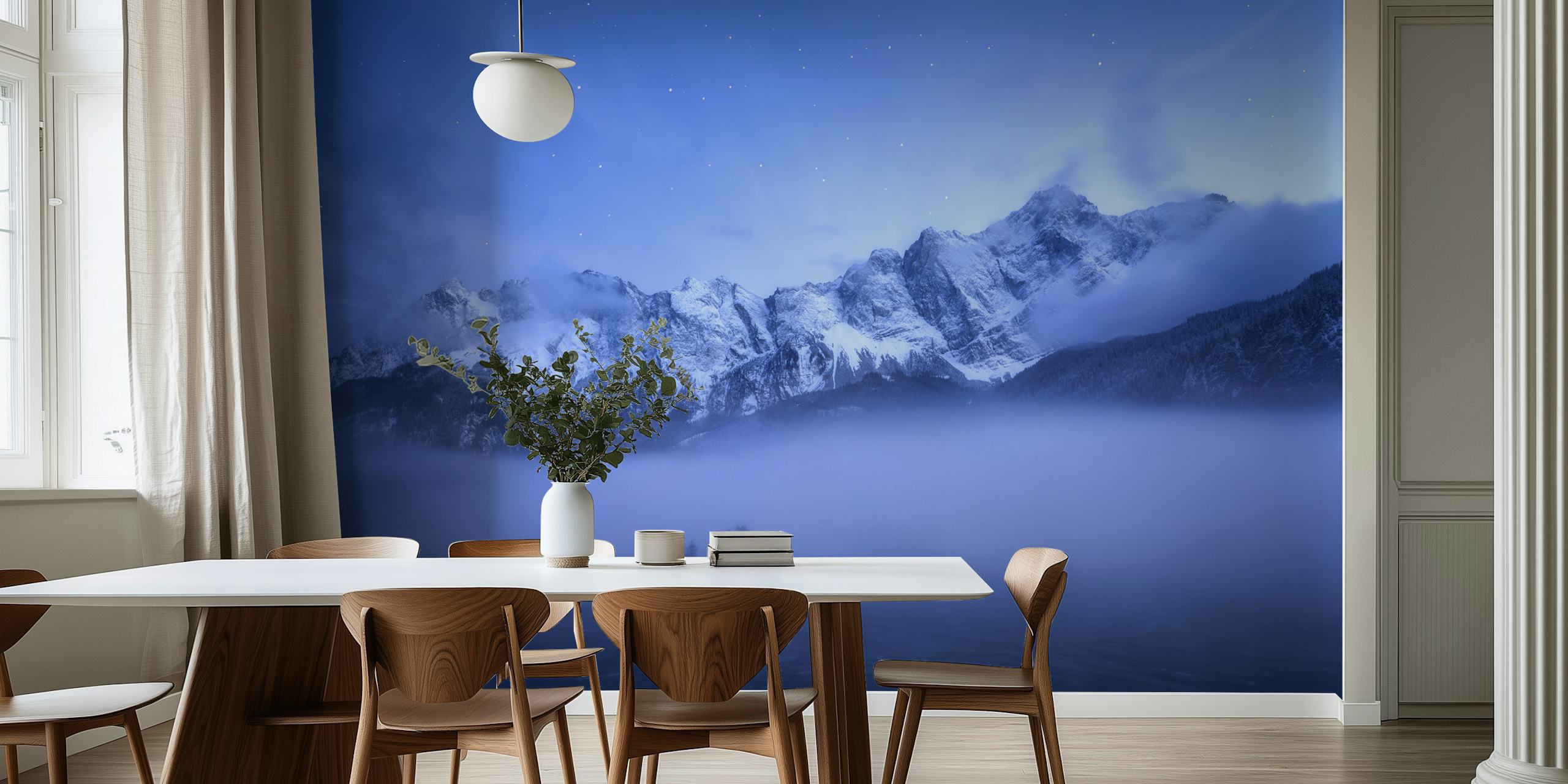 Misty Winter Evening berg wallpaper