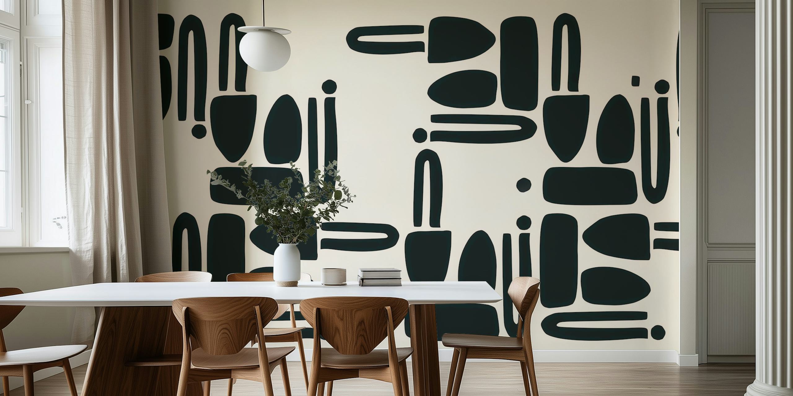 Mid-Century Cutouts Pattern wallpaper displayed in a room