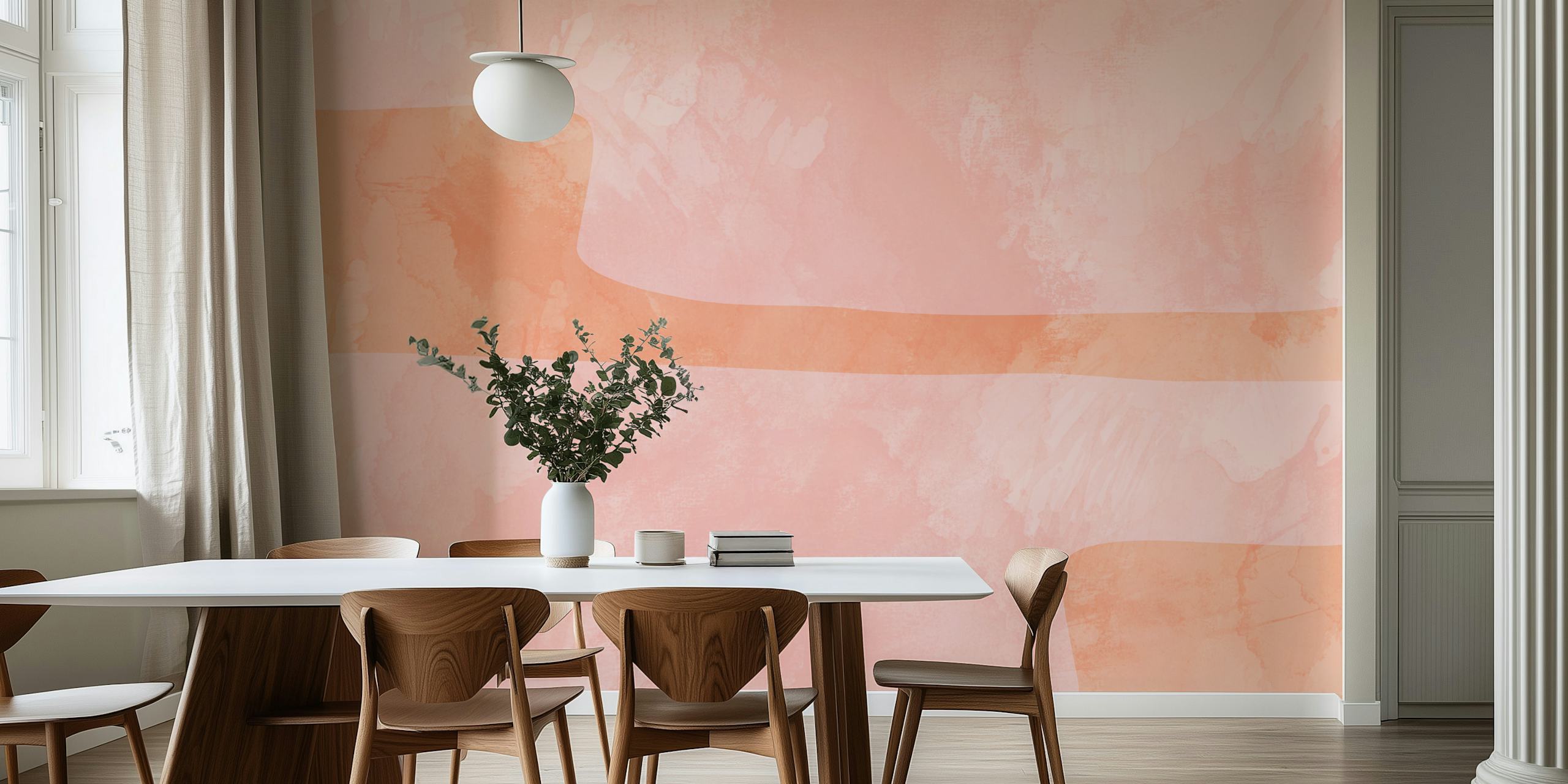 Mid Century Bauhaus Watercolour Pink tapet