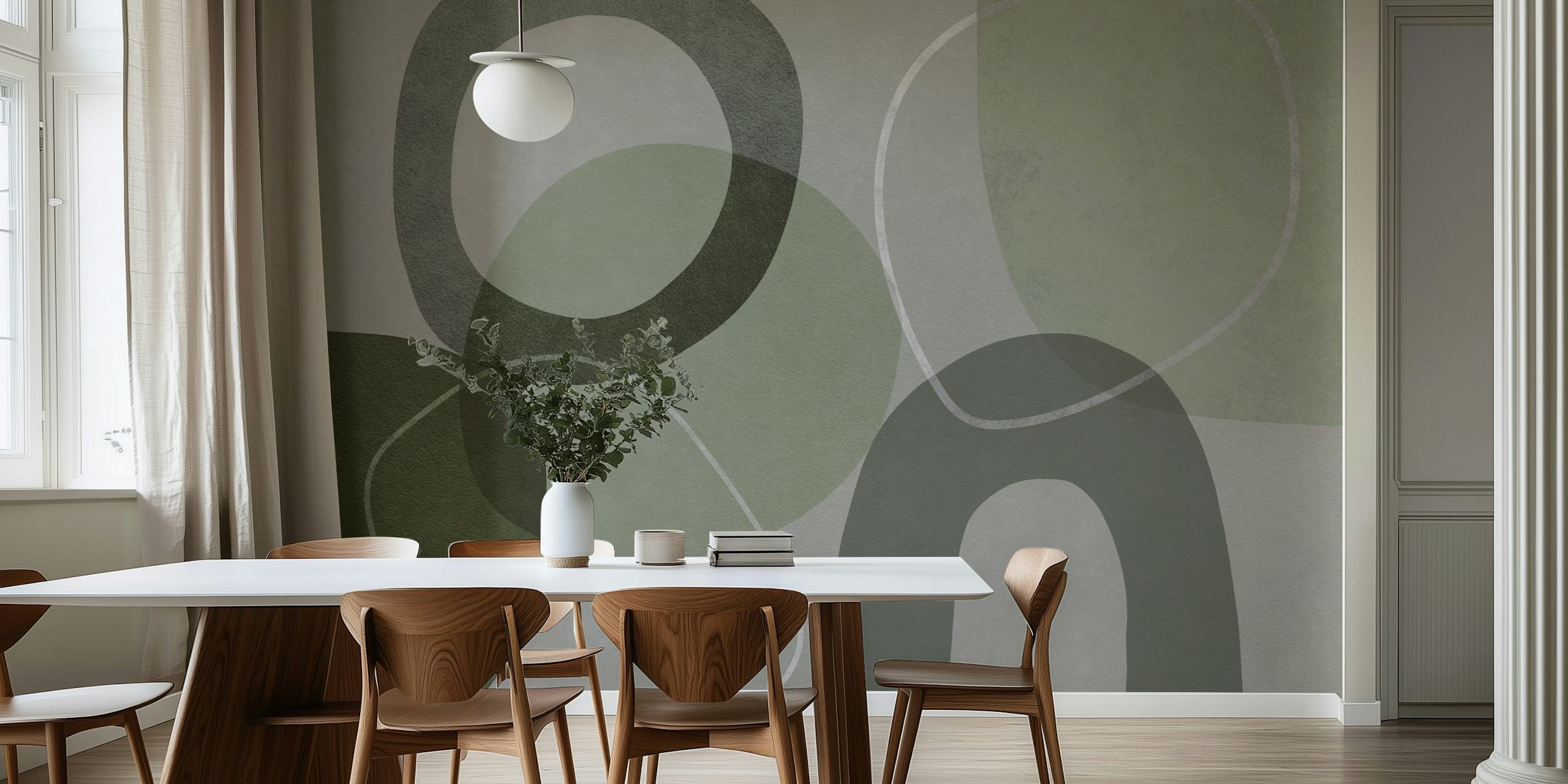 Mid Century Shapes And Outline GreenTeal u sobi