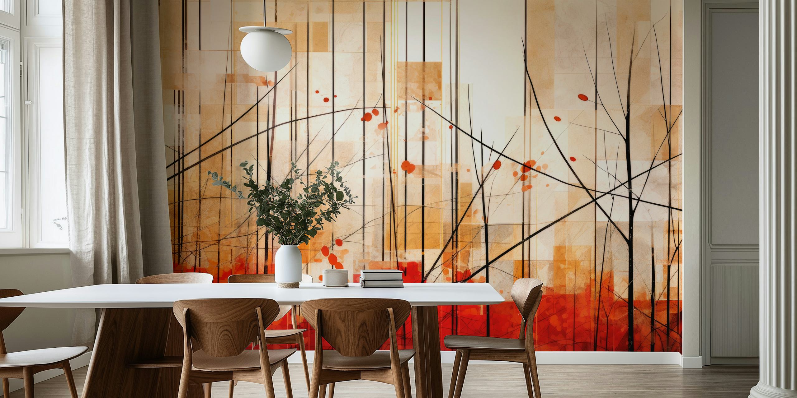 Geometric Art Autumn Wood Wallpaper Design