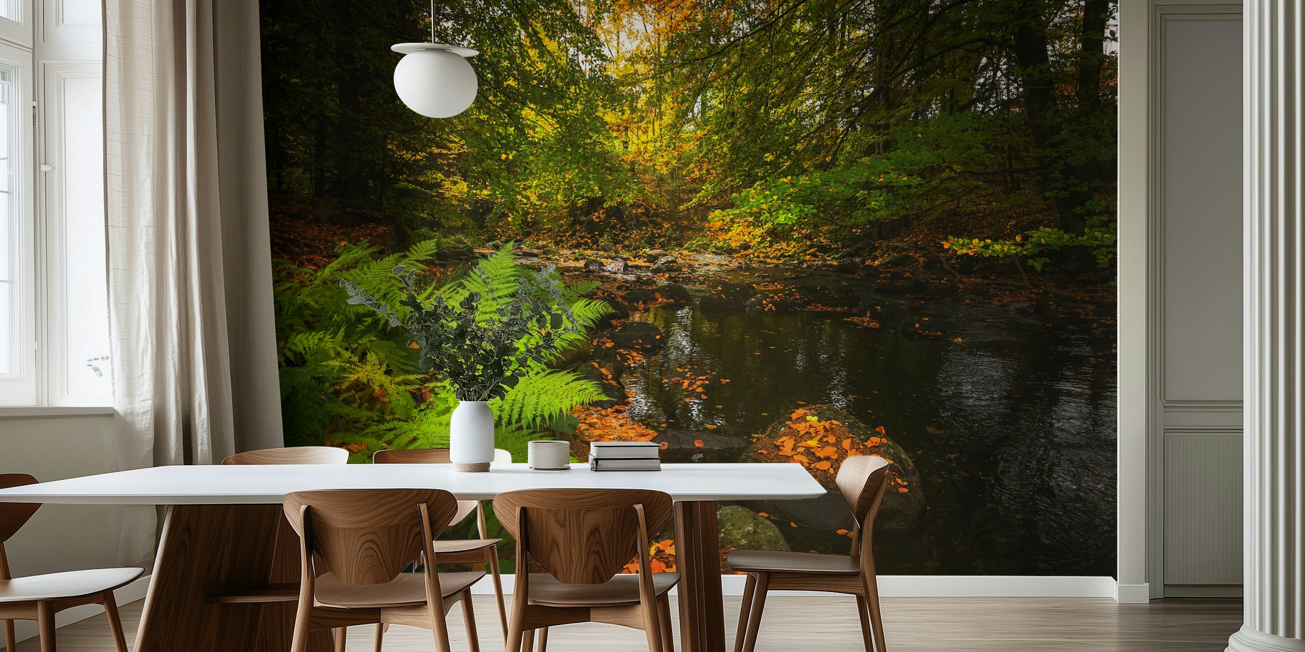 Autumn Colours at Lake behang in een kamer