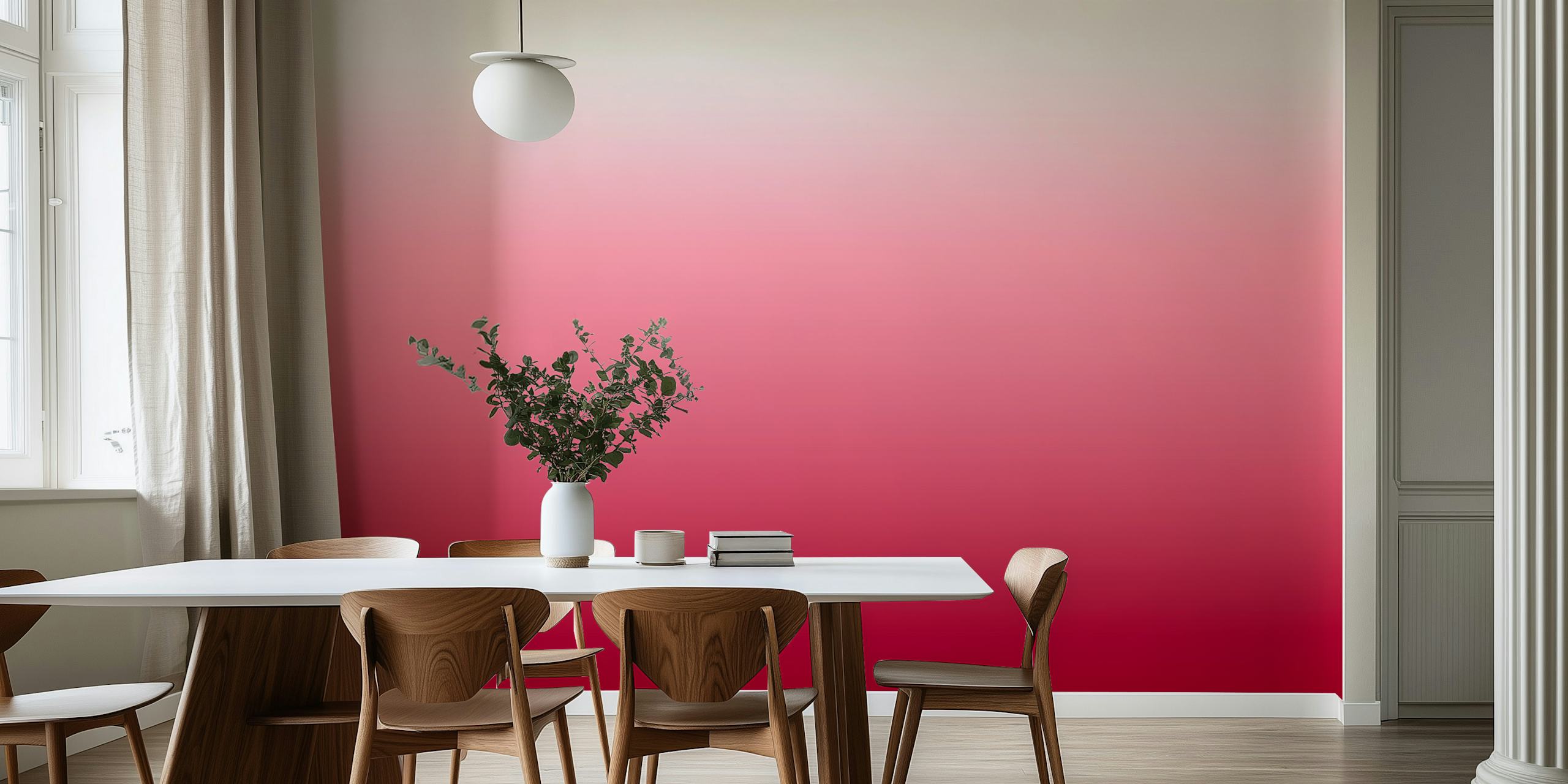 Blød pink til crimson gradient vægmaleri med navnet Rose Gradient fra happywall.com