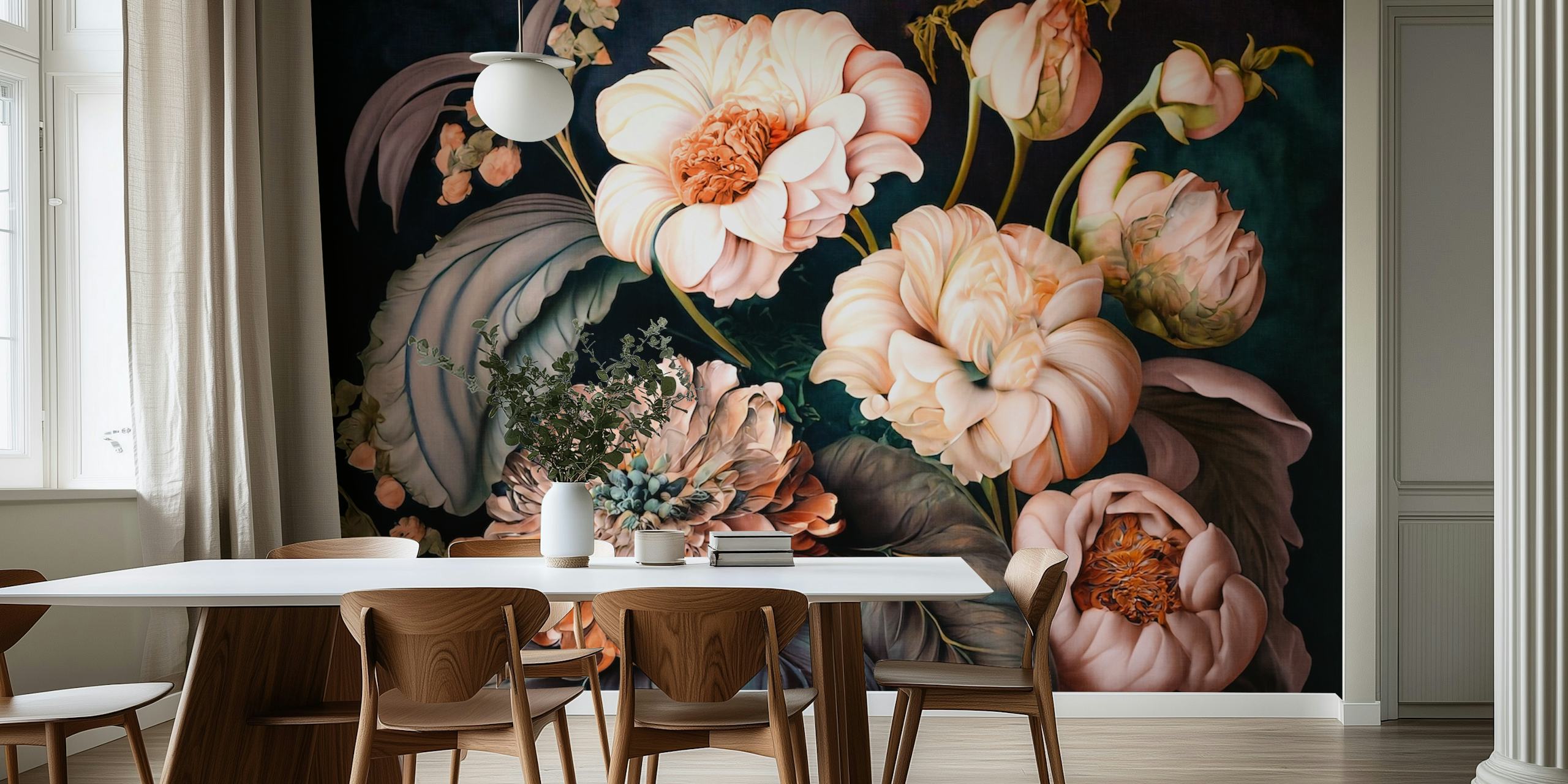 Blush fall flower bouquet tapet i ett rum