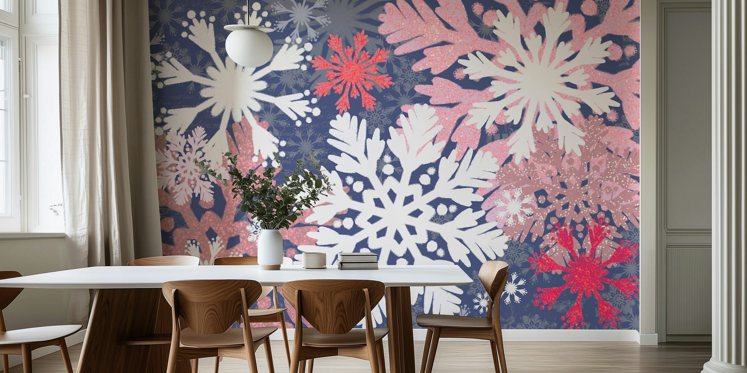 Snowflakes Magic wallpaper in a room